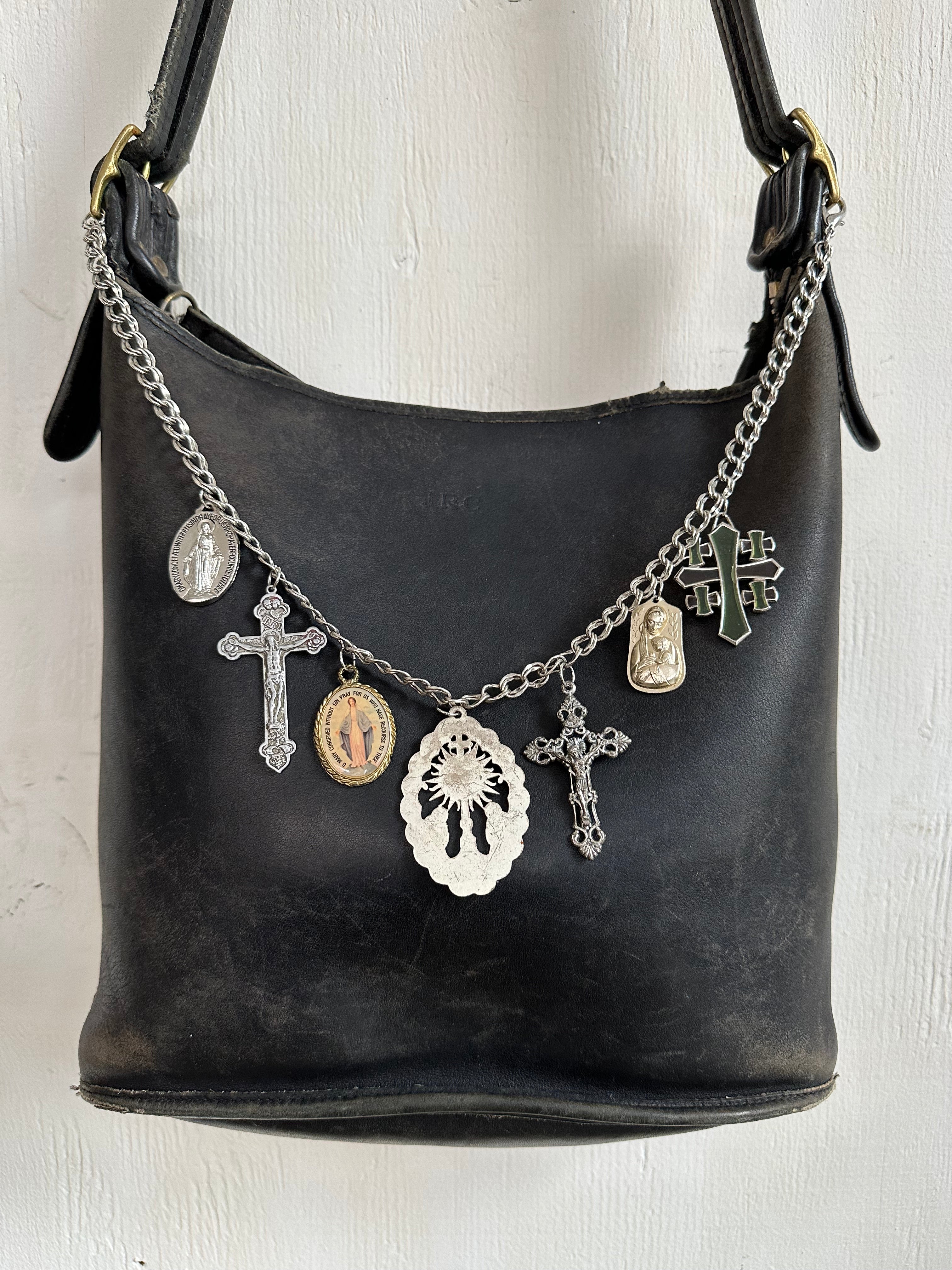Vintage Thrashed Coach Bag W/ Large Pendants