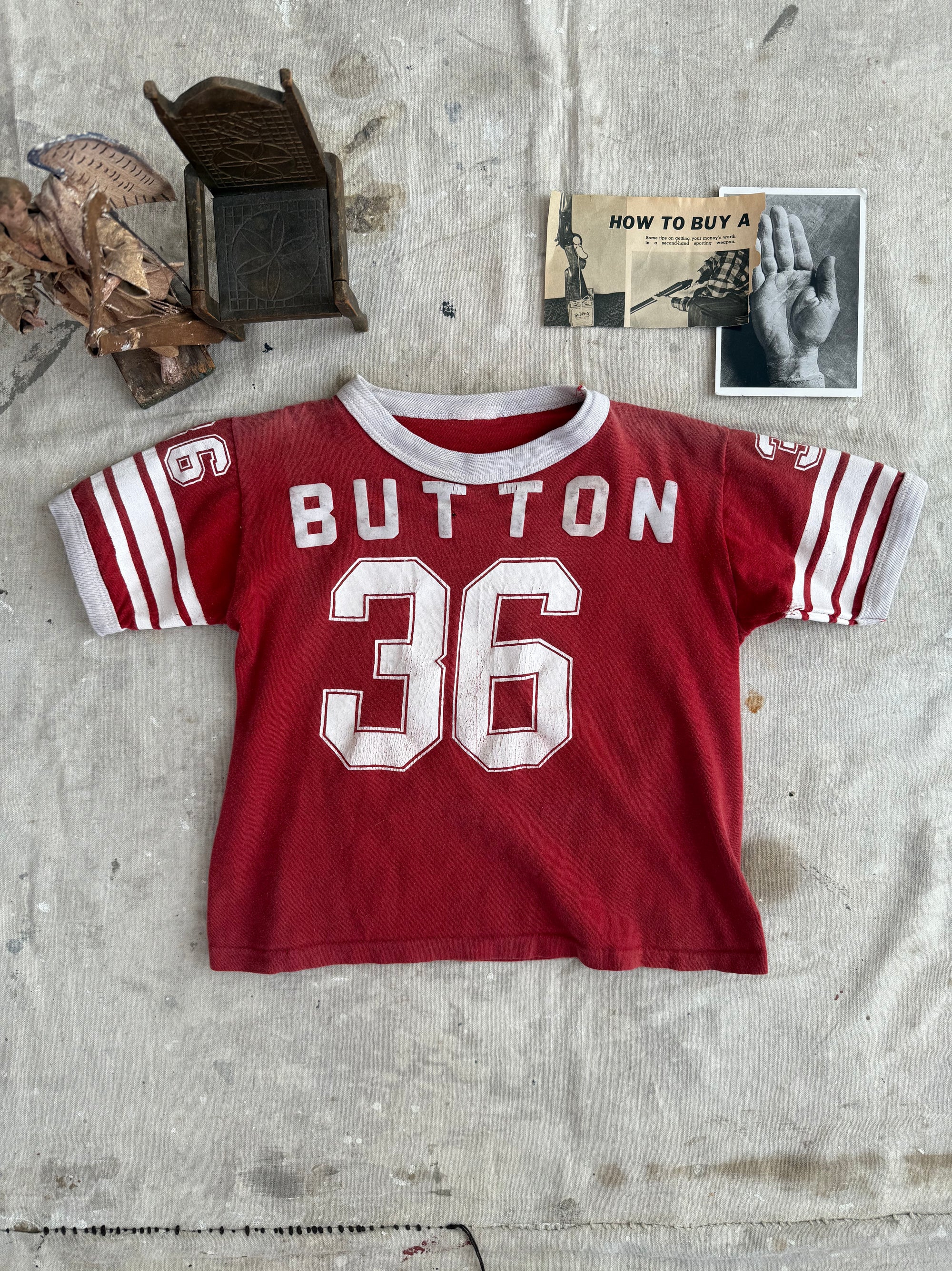 1960s Sunfaded Button 36 Jersey Tiny Tee