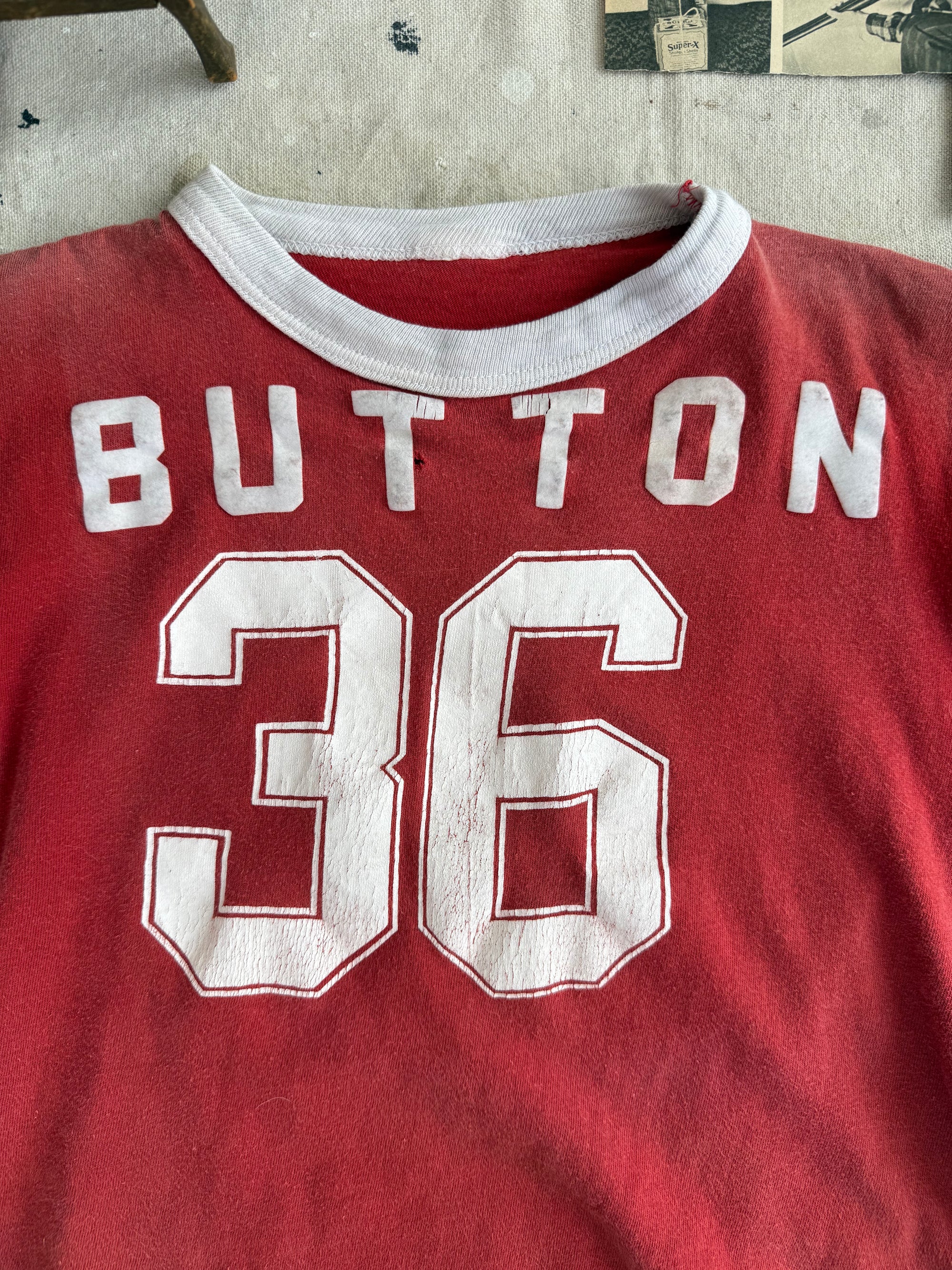 1960s Sunfaded Button 36 Jersey Tiny Tee