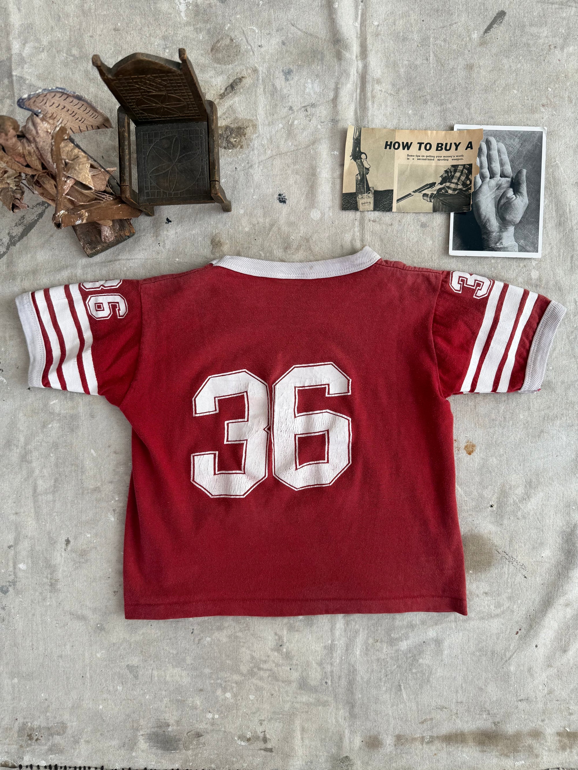 1960s Sunfaded Button 36 Jersey Tiny Tee