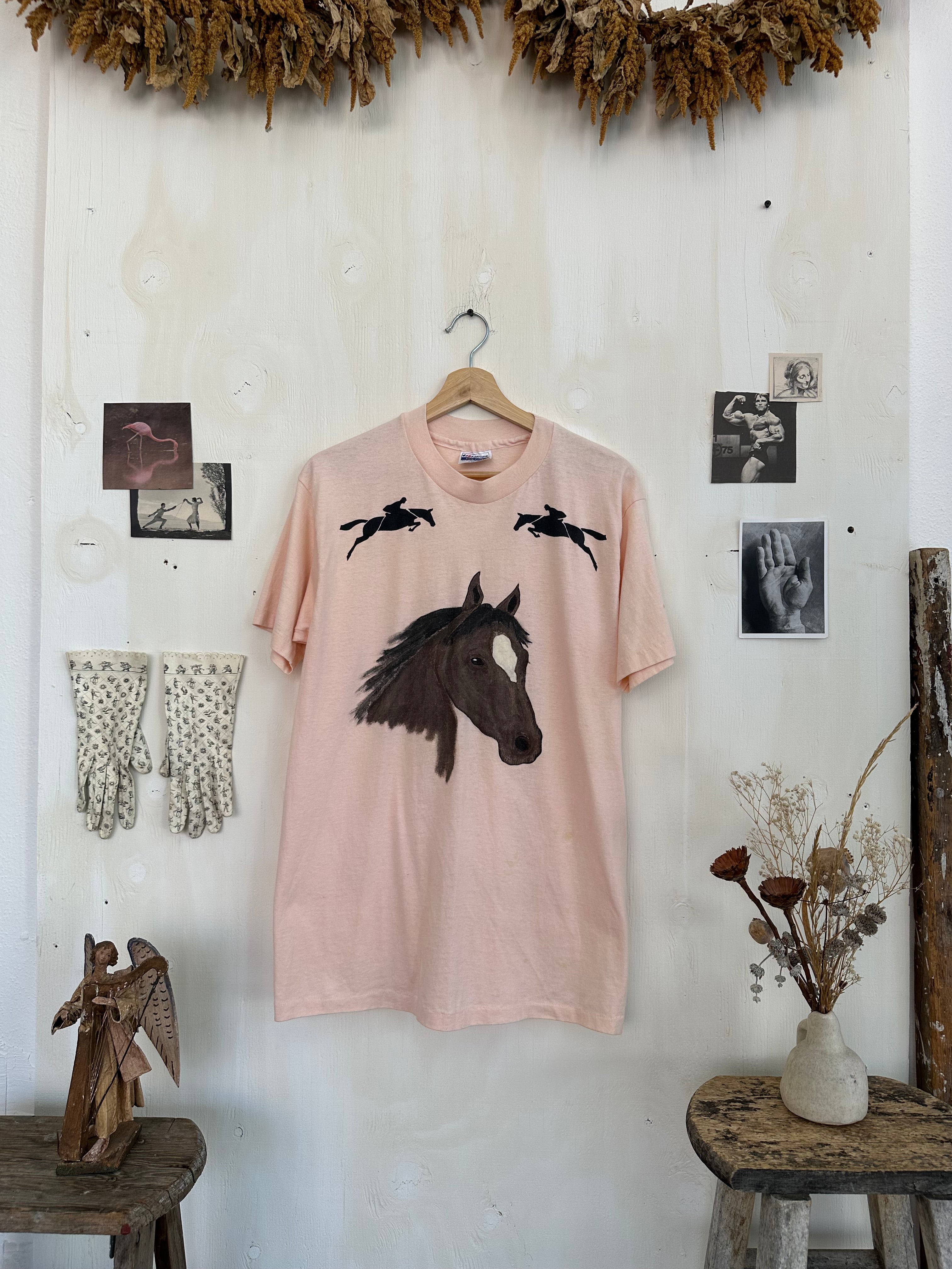 1990s Hand Painted Horse T-Shirt (M/L)