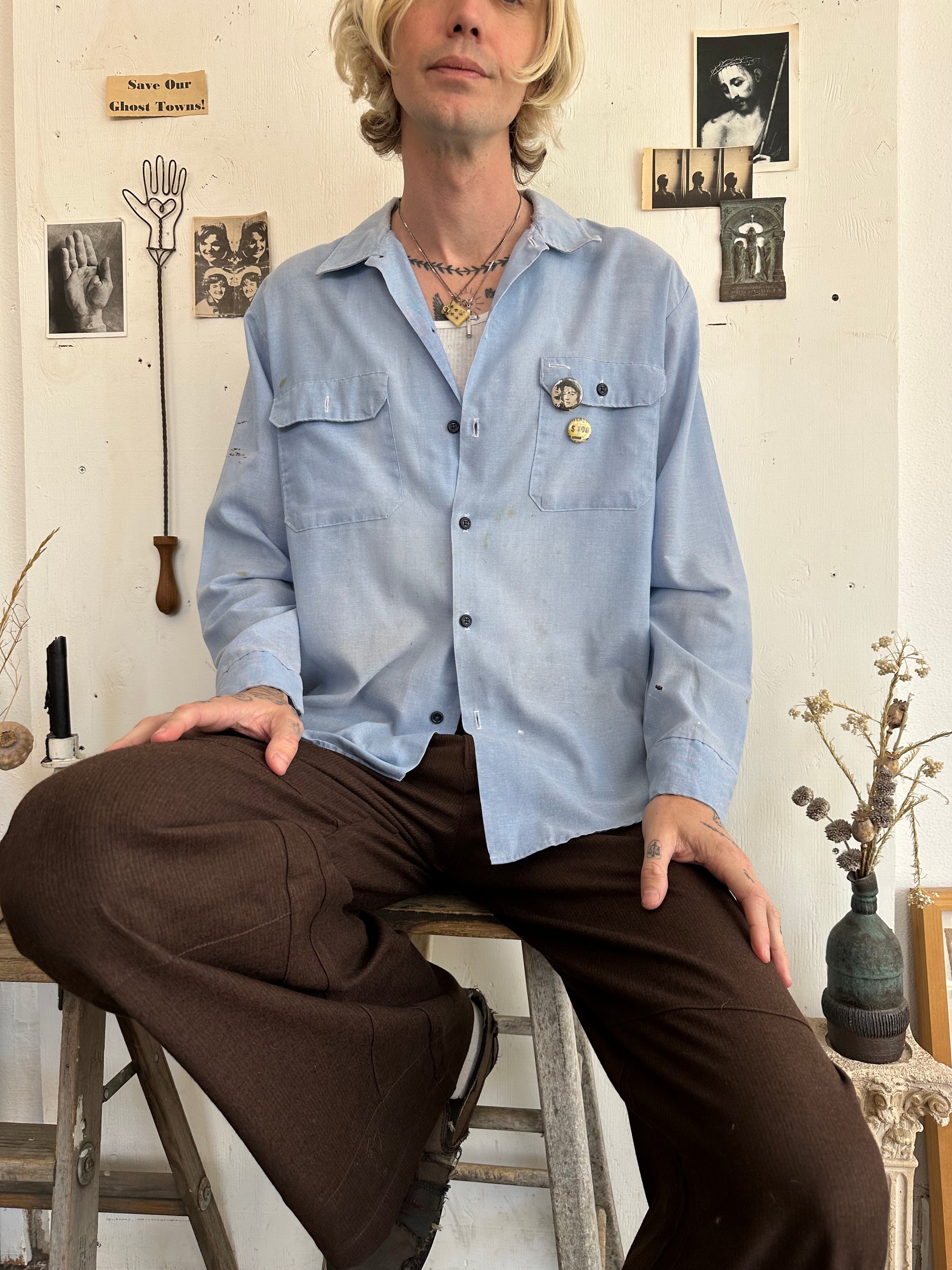 1970s Well Worn Button Up W/ Pins