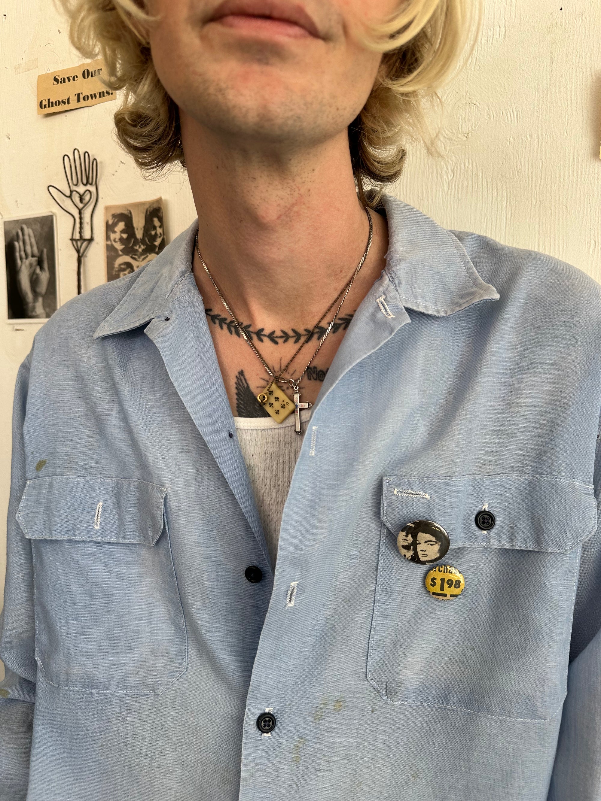 1970s Well Worn Button Up W/ Pins