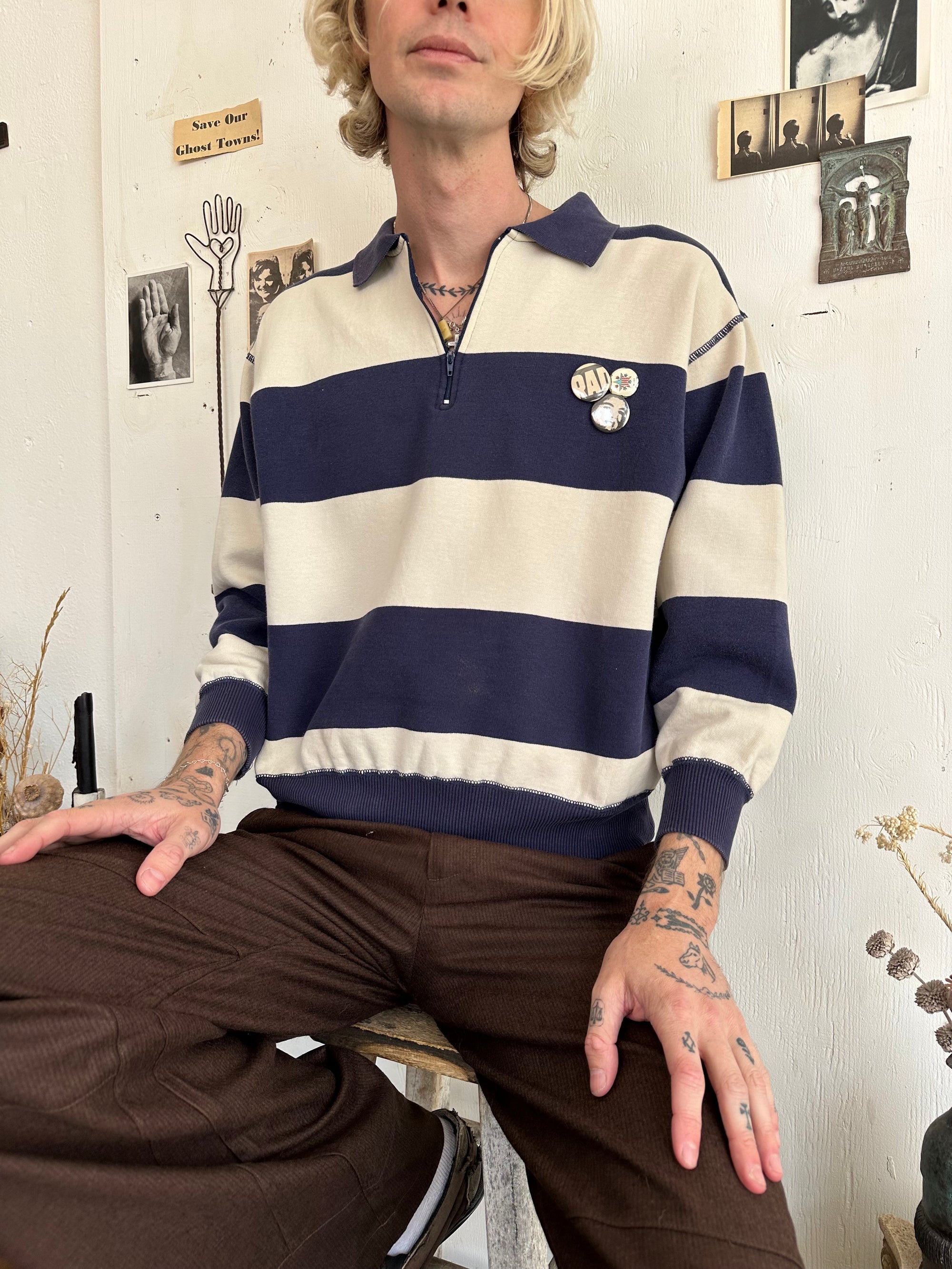 1990s Rugby Quarter Zip W/ Pins