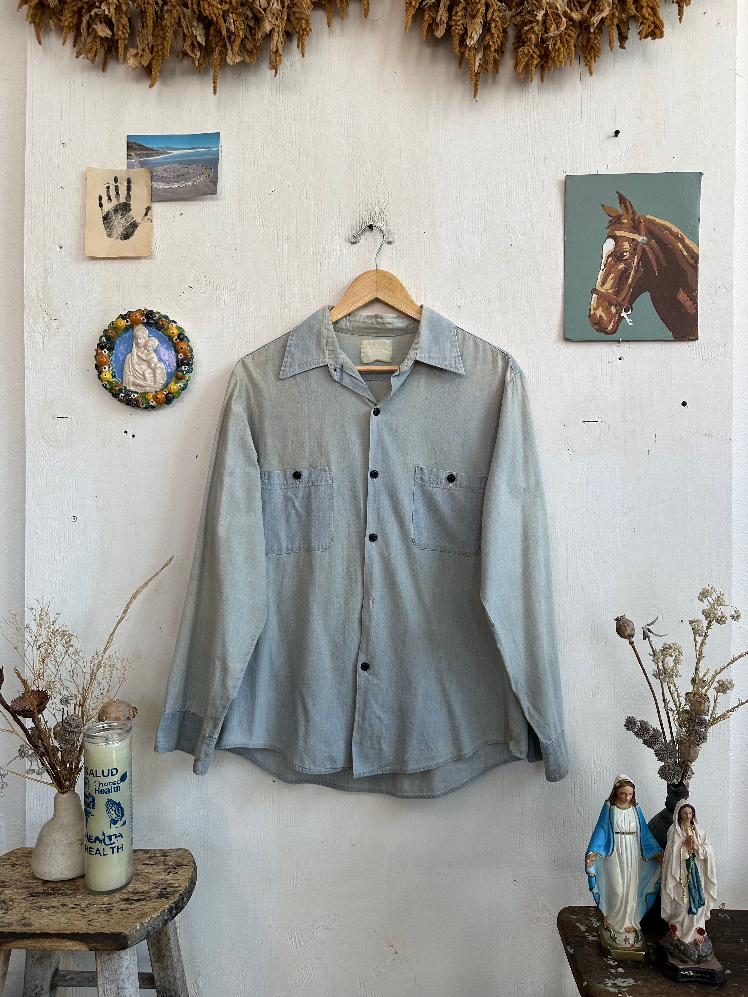 1970s Sunfaded Chambre Shirt (L)
