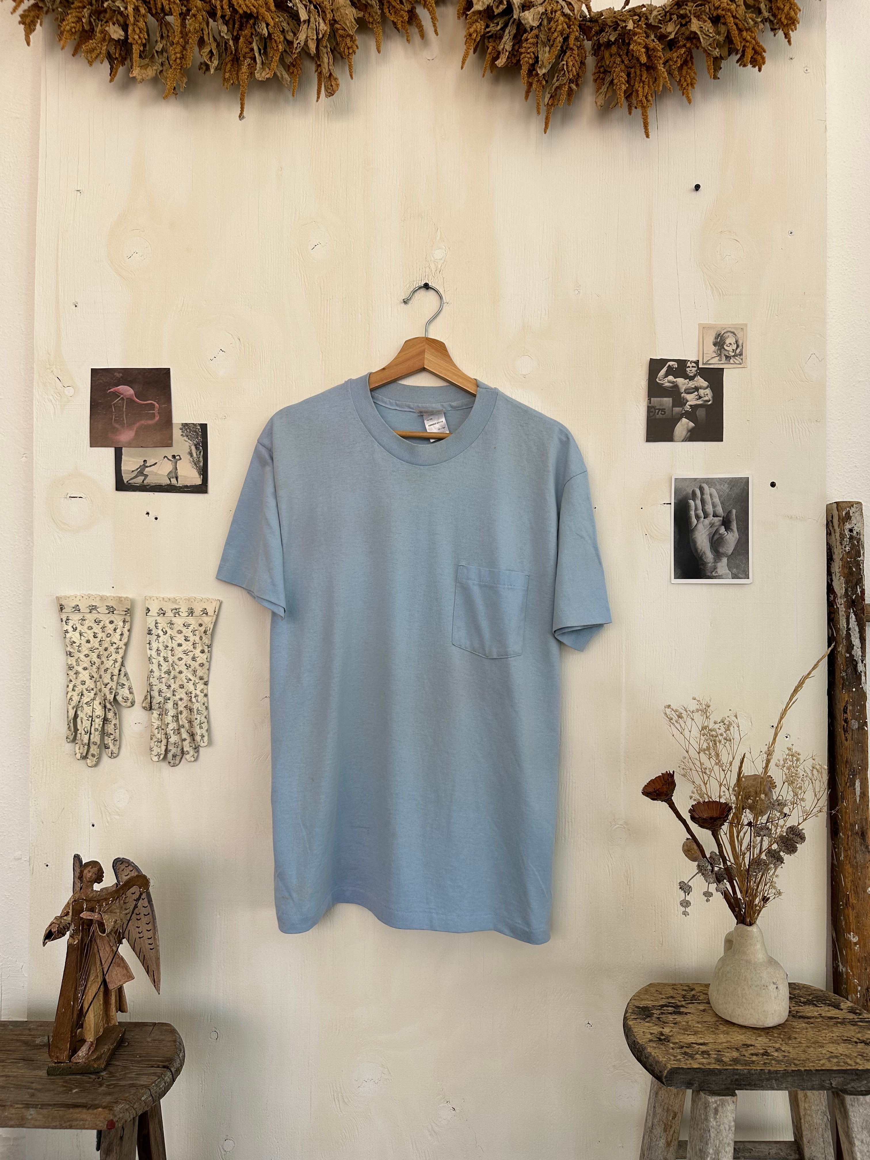 1980s Light Blue Hanes Pocket Tee (M/L)