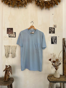 1980s Light Blue Hanes Pocket Tee (M/L)