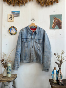 1970s Sunfaded Trucker Jacket W/ Red Lining (Boxy M)