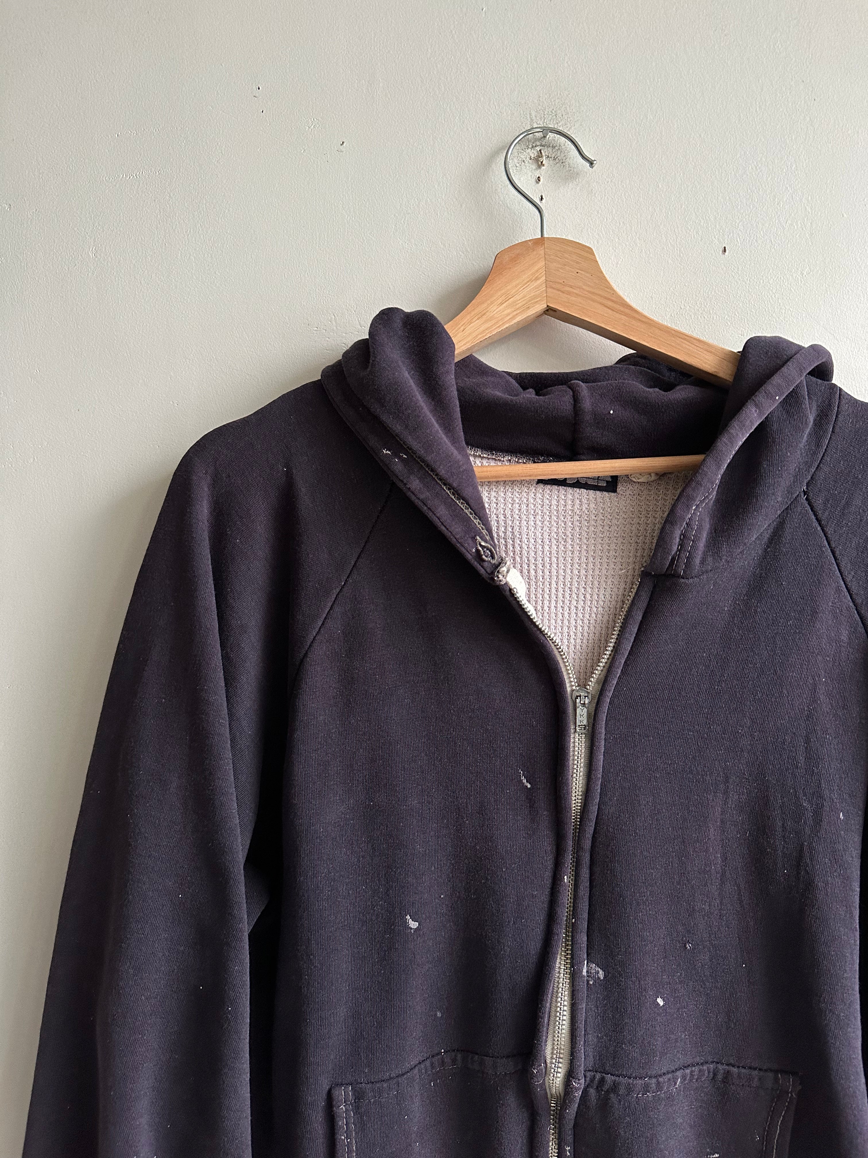 1980s Well-Worn Navy Thermal Hoodie (S/M)