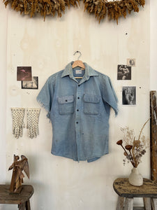 1970s Thrashed Sun Faded Work Shirt (M/L)