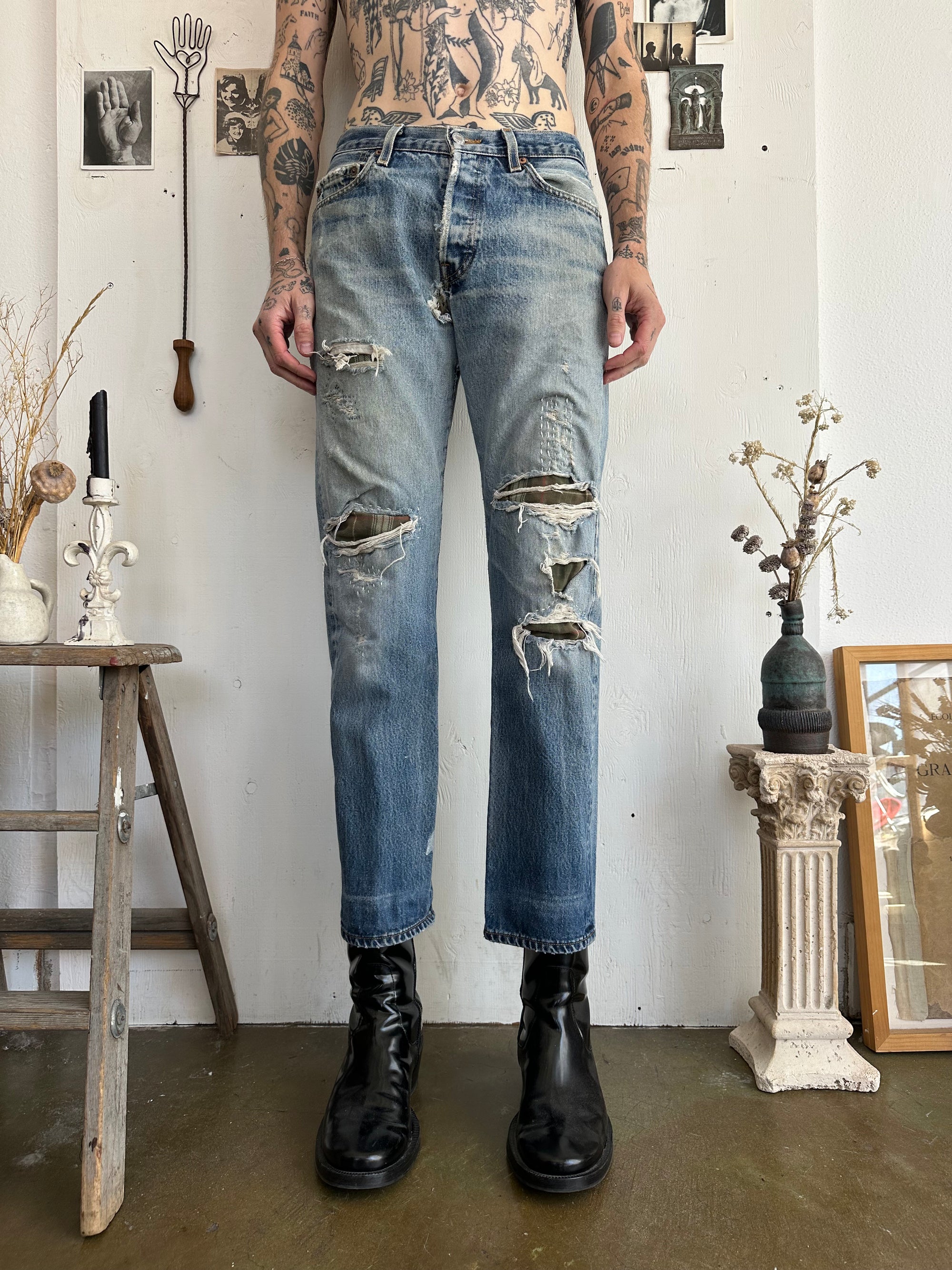 1990s Thrashed and Repaired Levis 501s