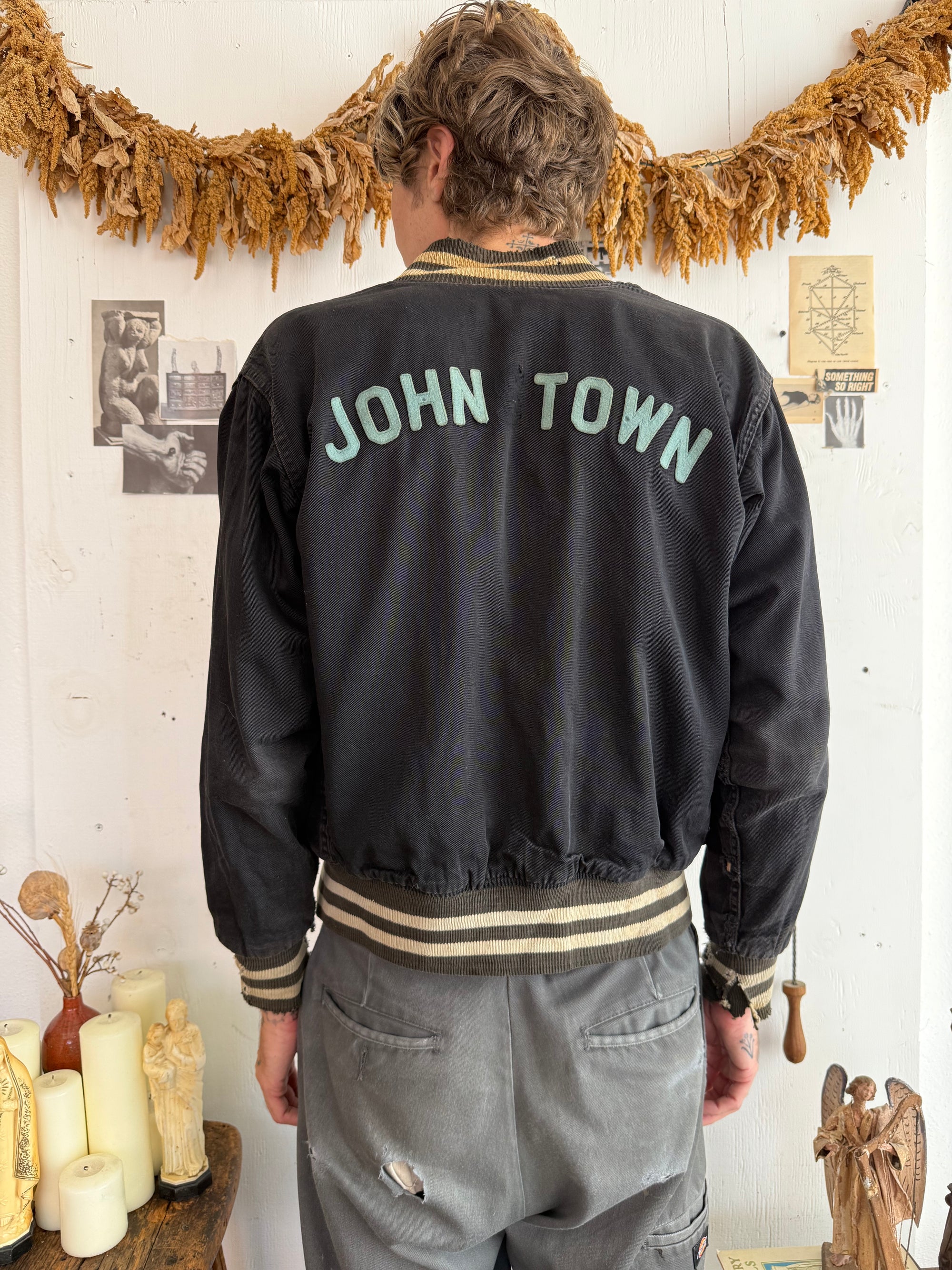 1930s Thrashed John Town Baseball Jacket