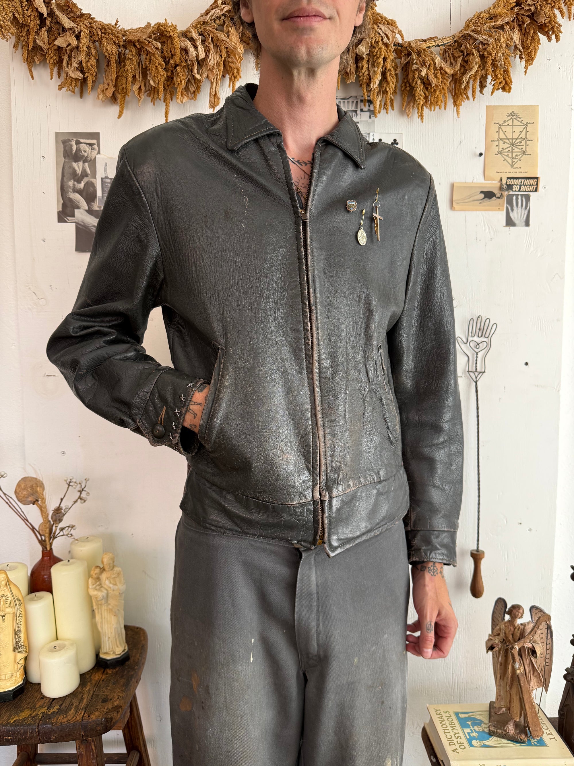 1940s Leather Blouson w/ Charms