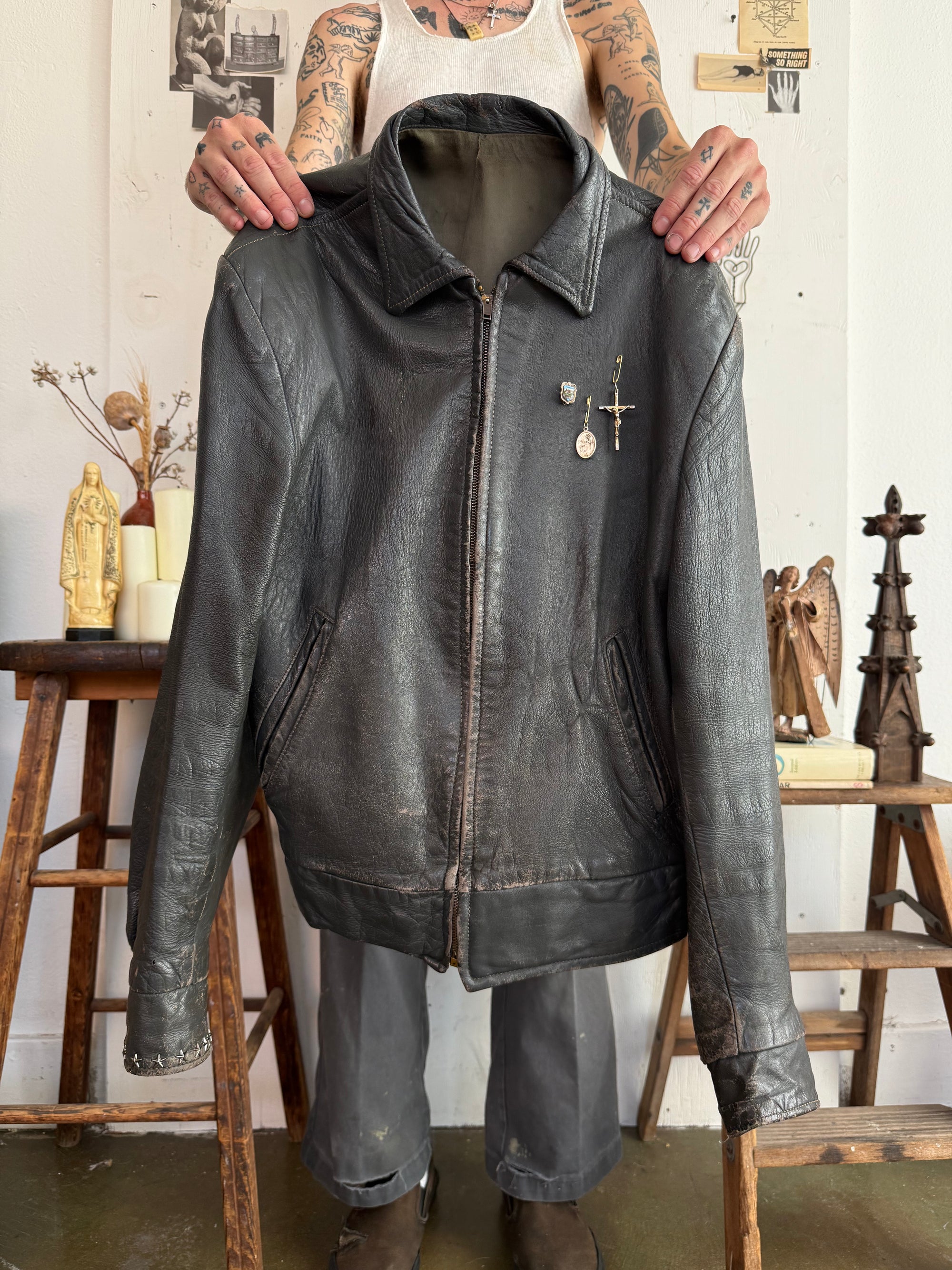 1940s Leather Blouson w/ Charms