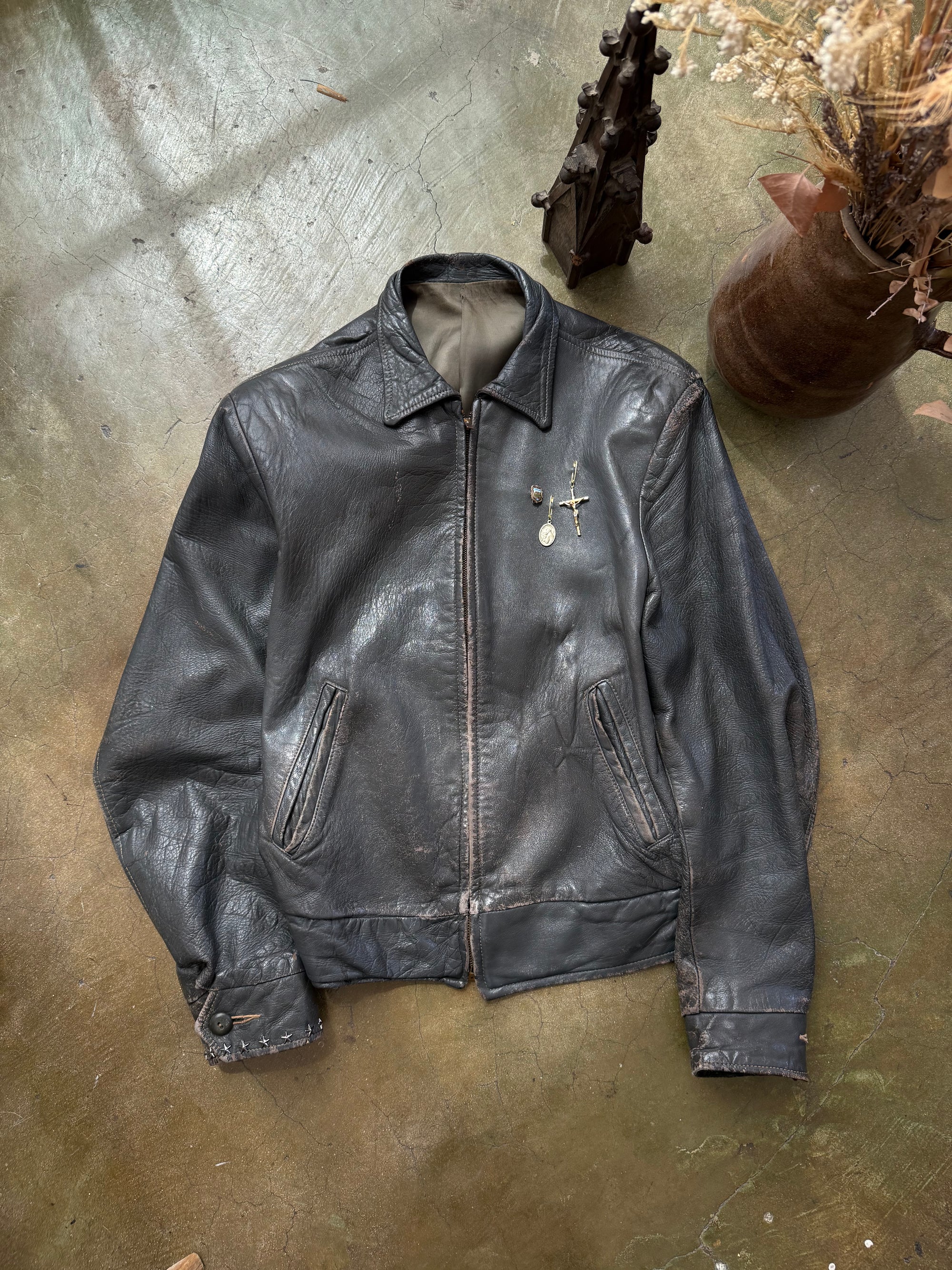 1940s Leather Blouson w/ Charms