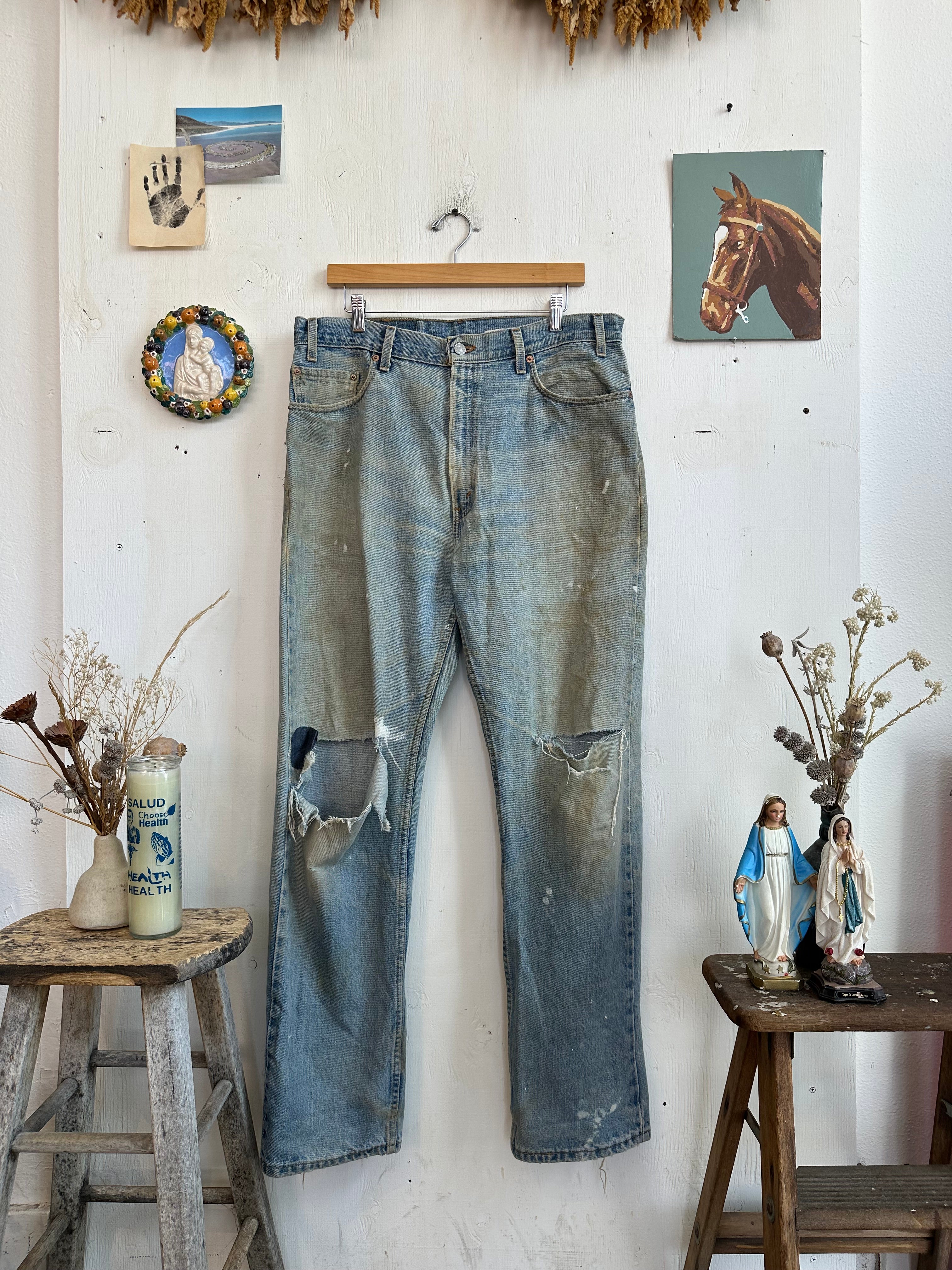 1990s Thrashed Made in the USA Levis 505s (36/31)