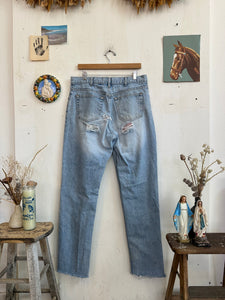 1990s Thrashed and Repaired GAP Straight Leg Denim (34/32)