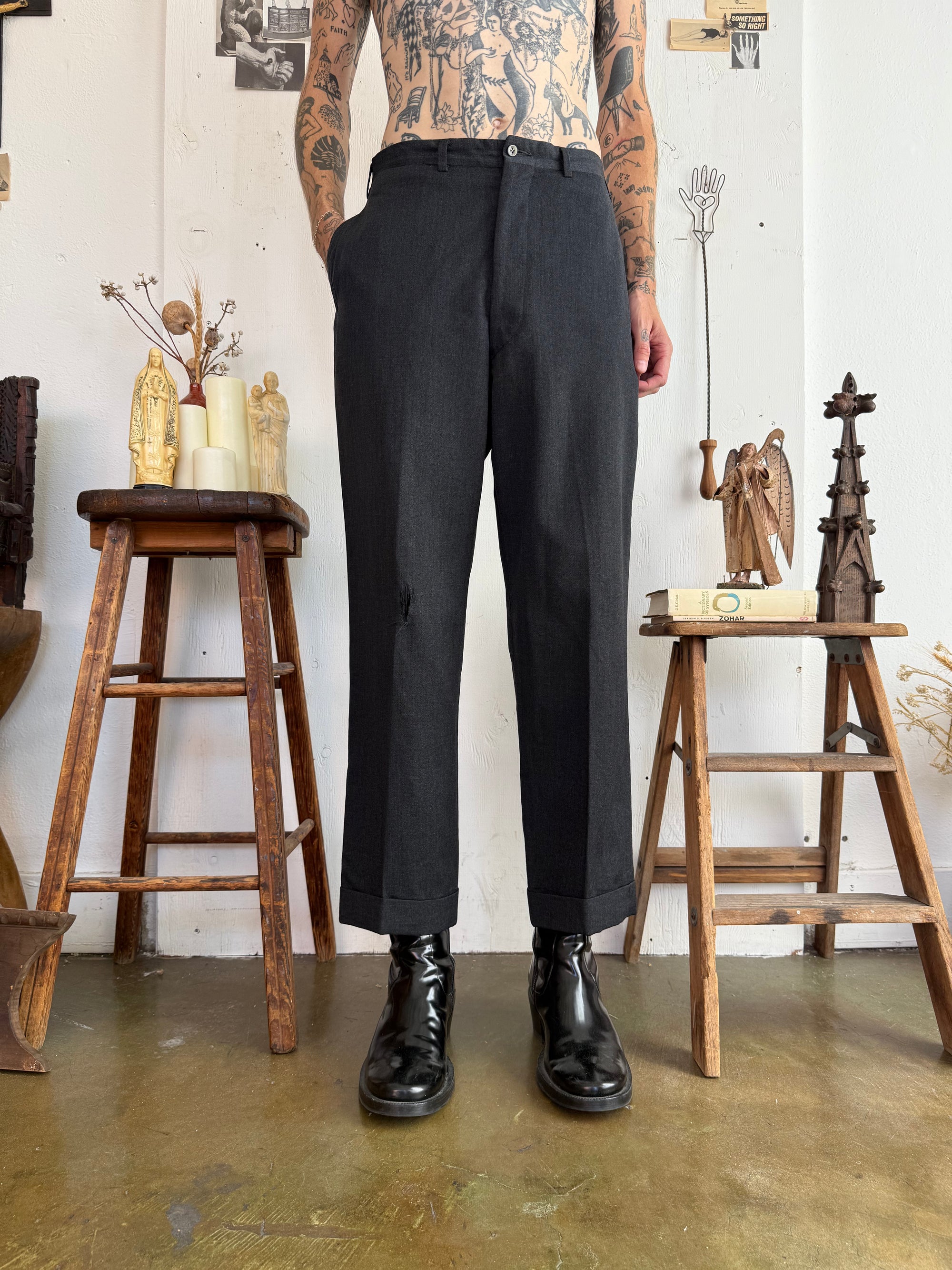 1960s Well-worn Flat Front Trousers