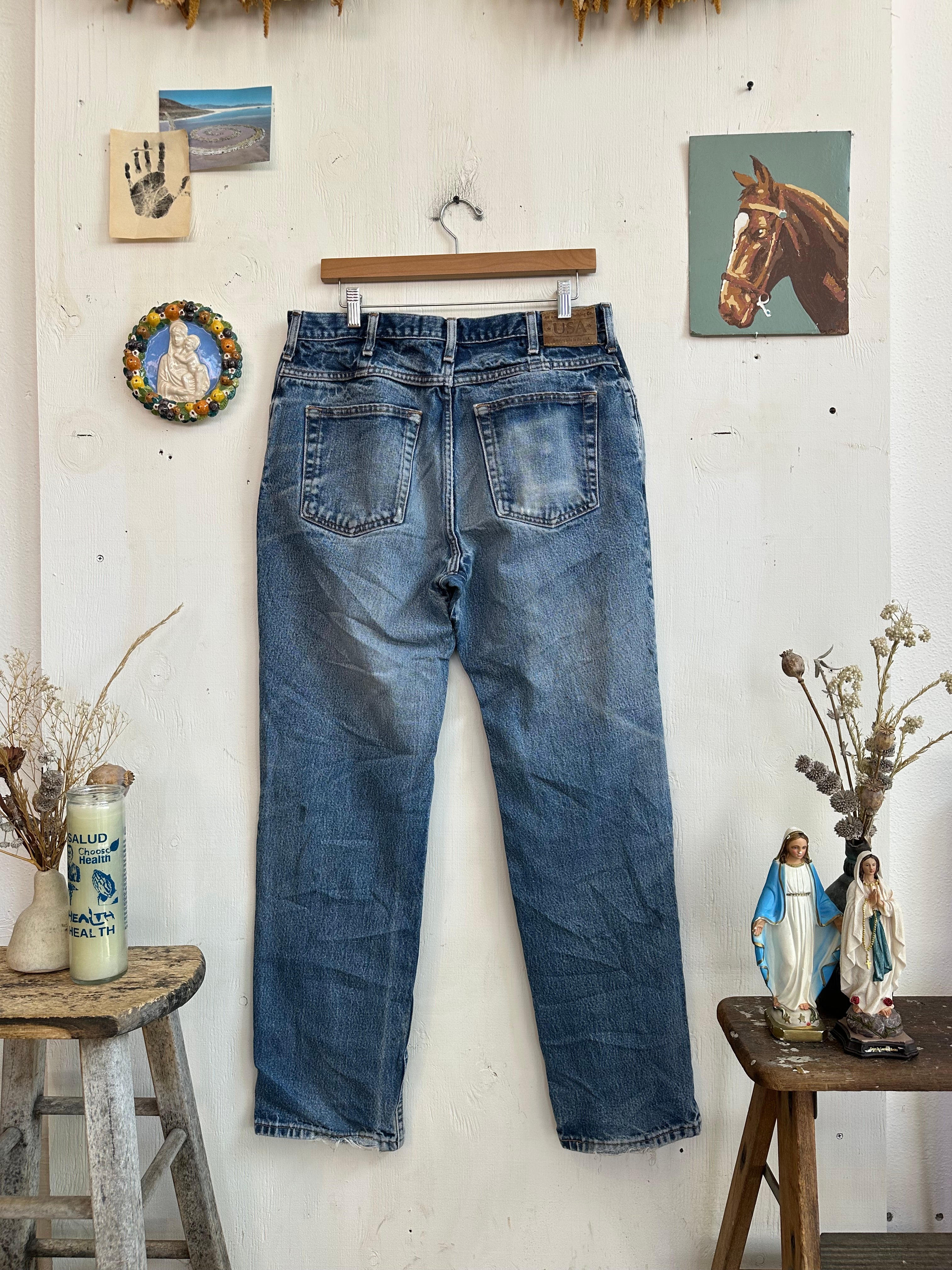 1990s Perfectly Worn Made in the USA Straight Leg Denim (33/31)