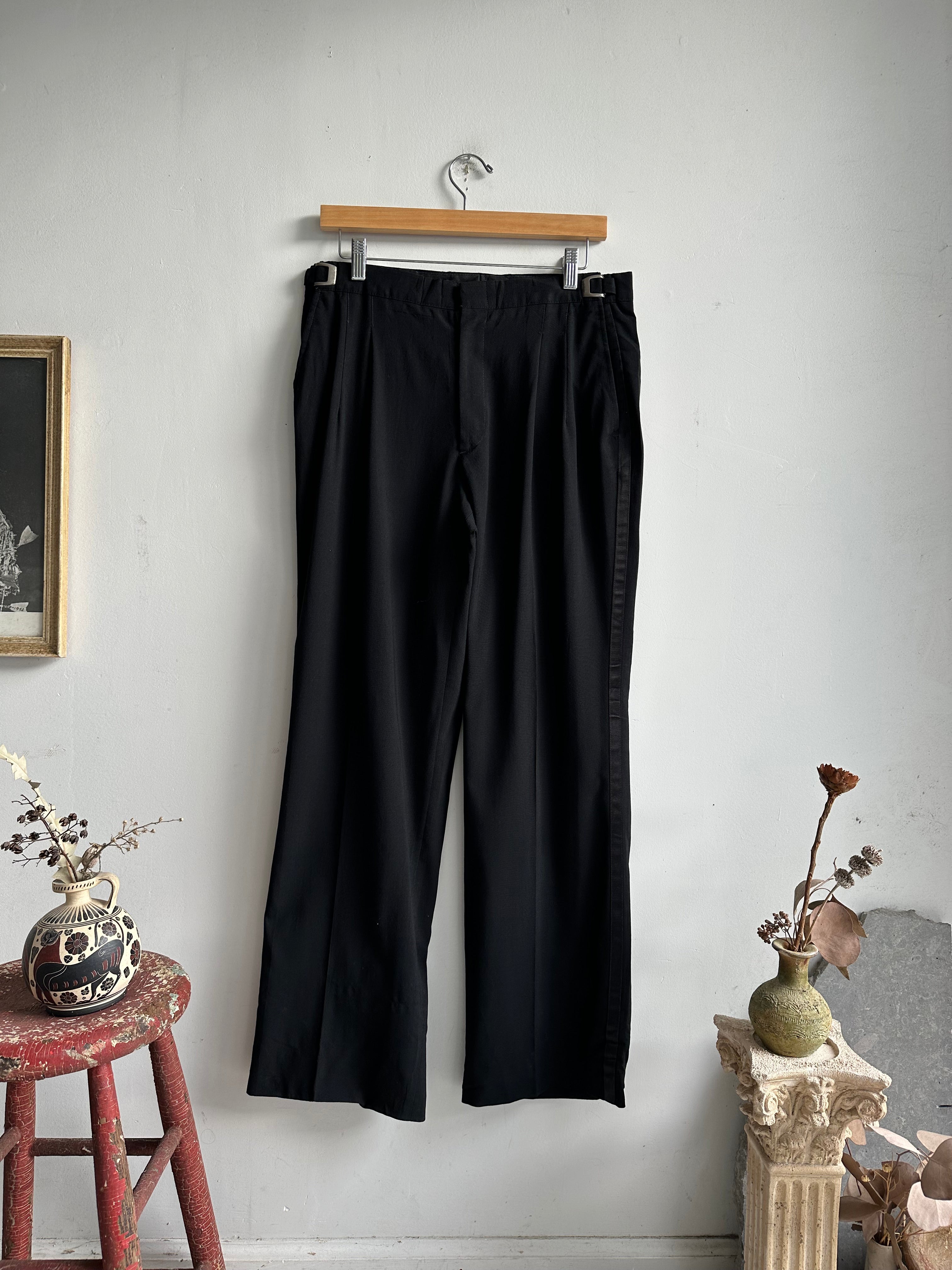 1980s Waist-Clasp Tuxedo Trousers (33 x 30)