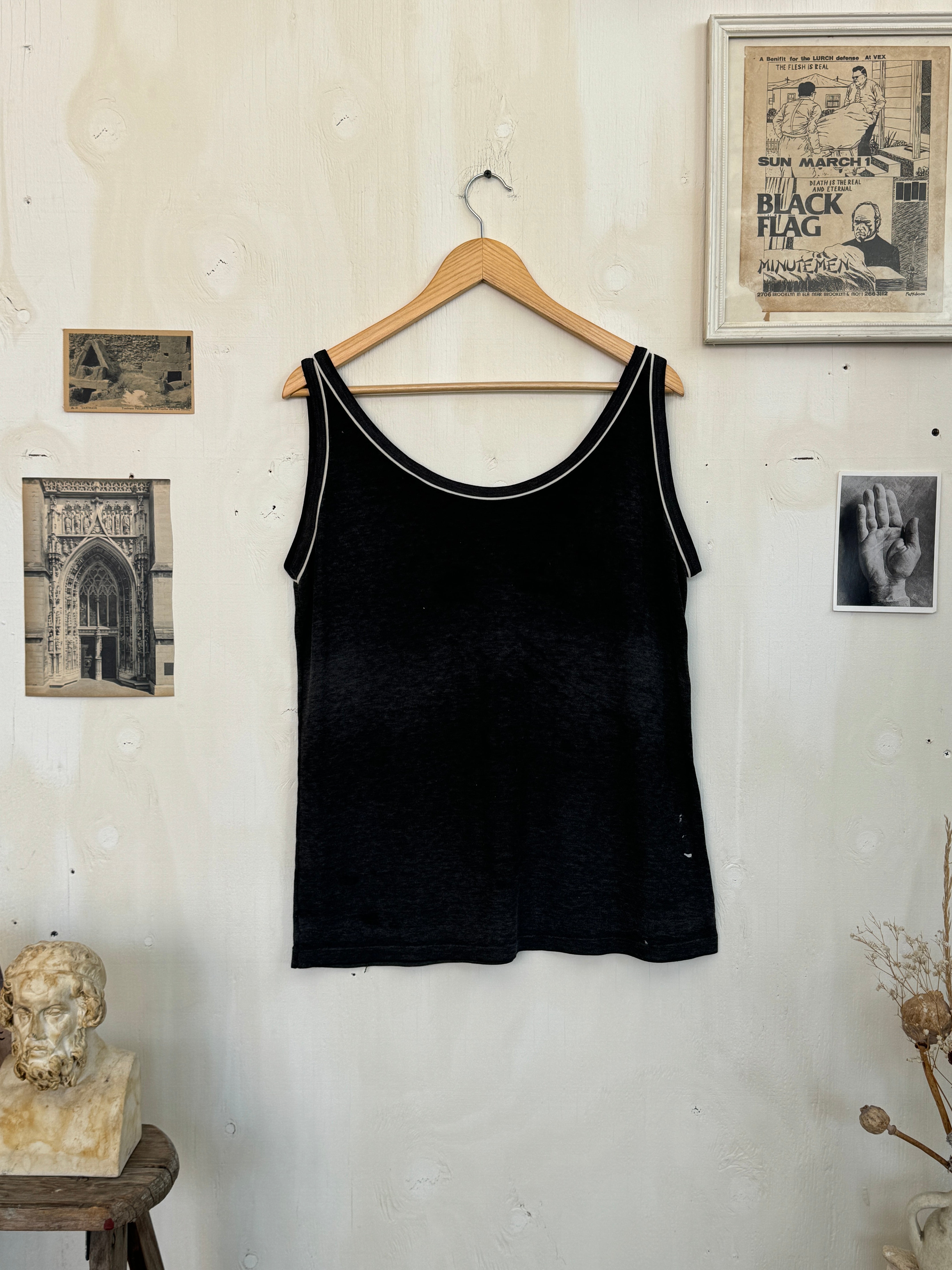 1970s Paper-Thin Black Tank (Boxy XL)