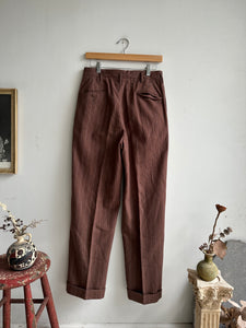 1950s Maroon Pinstripe Trousers (29 x 29)