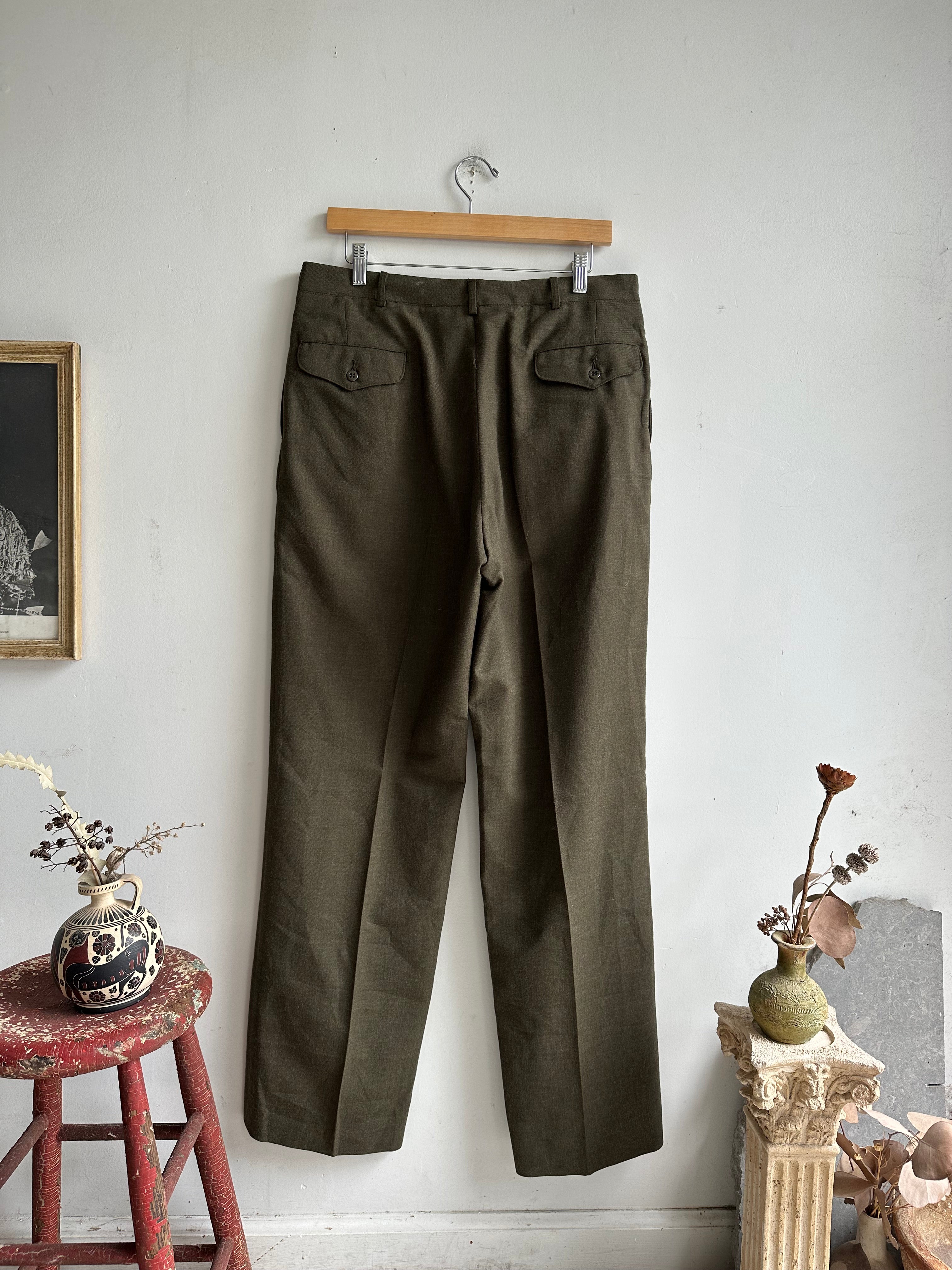 1960s Army Green Trousers (34 x 31)