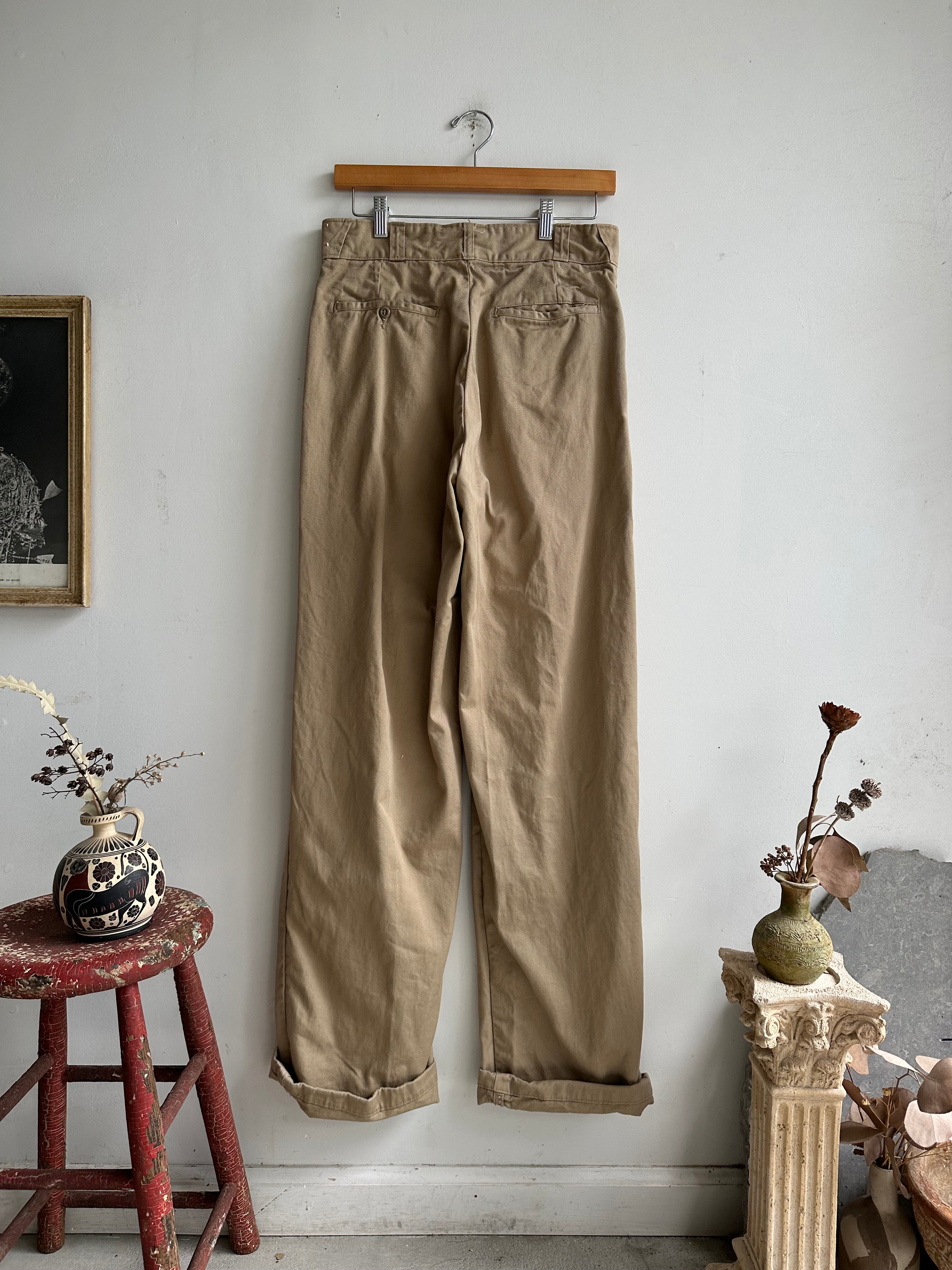 1940s Union Made Tan Anvil Work Pants (30 x 33)