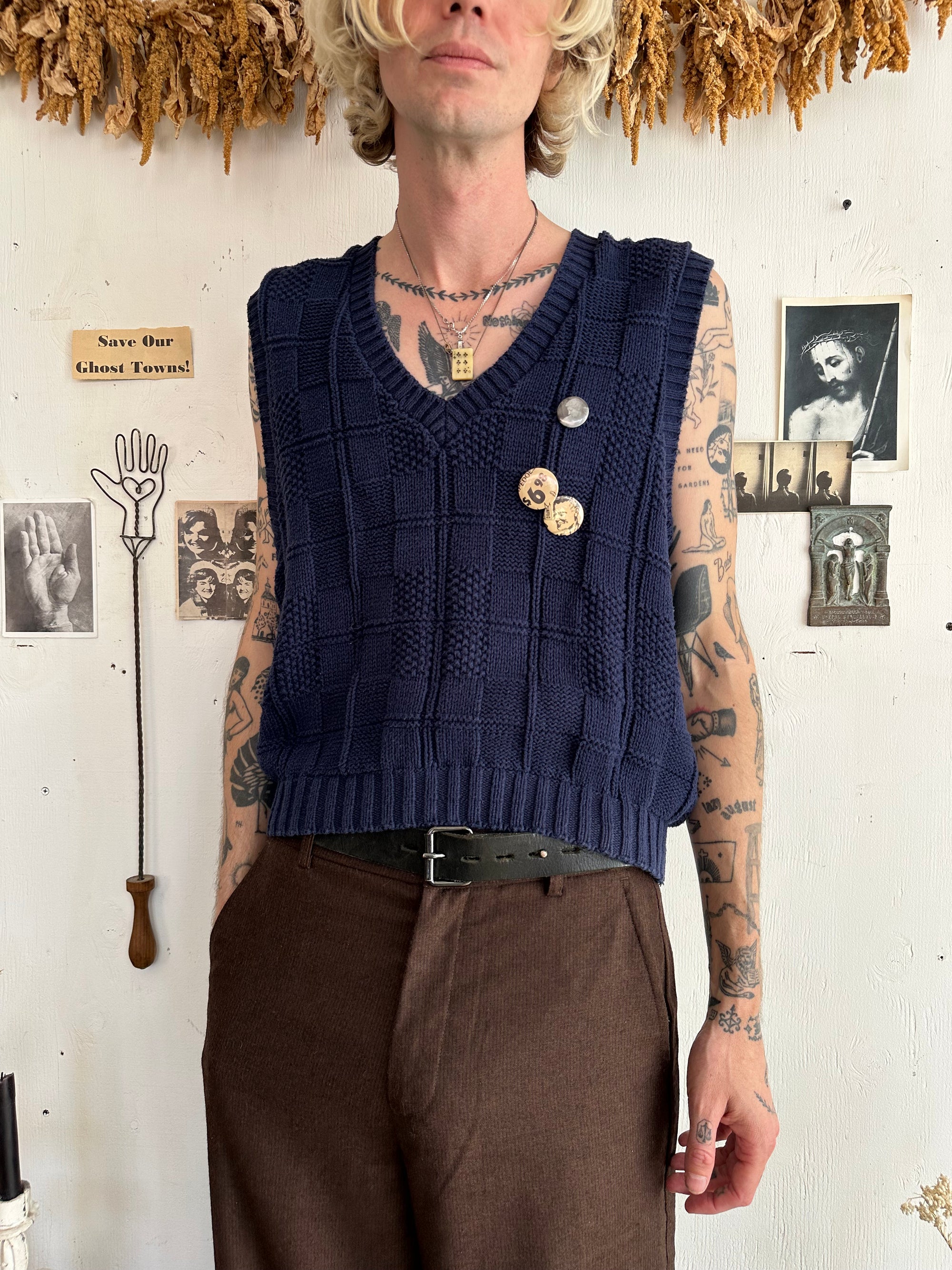 1990s Sweater Vest W/ Pins