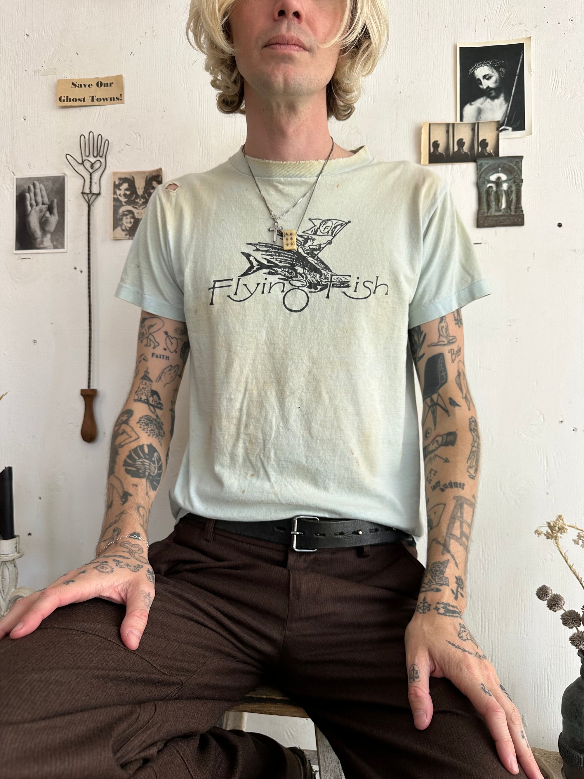 1980s Thrashed Flying Fish Records Tee