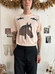 1990s Hand Painted Horse T-Shirt (M/L)