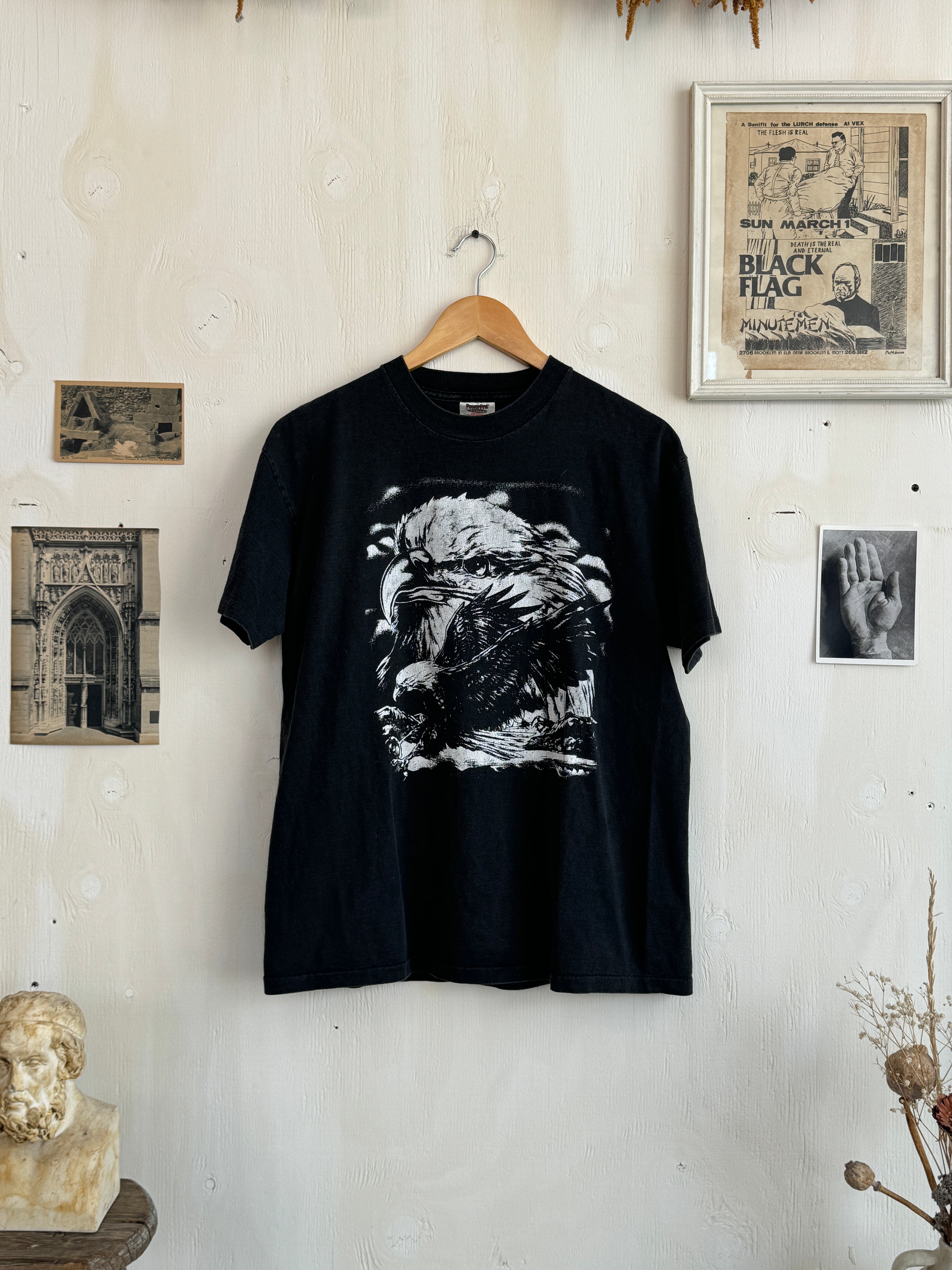 1990s Black And White Eagle Tee (Boxy L)
