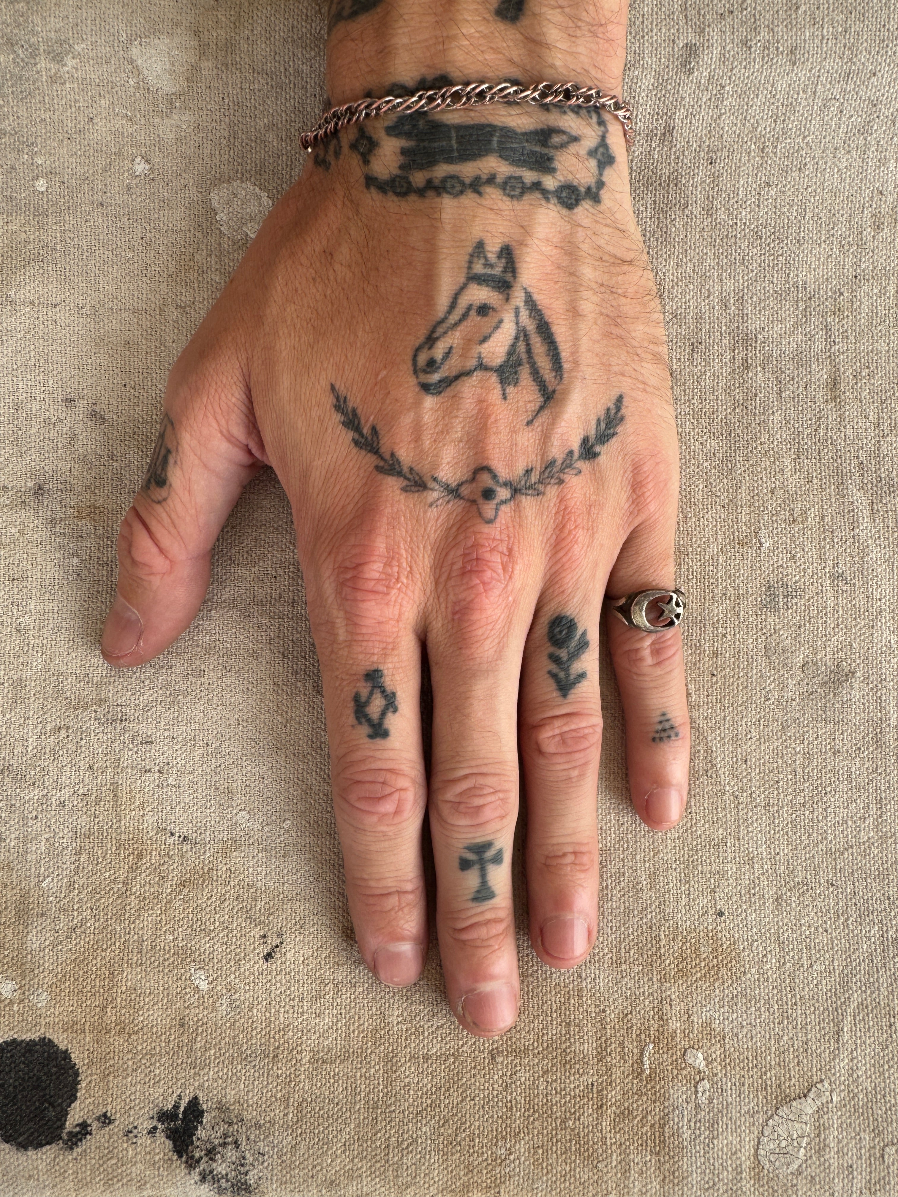 Sterling Star and Crescent Moon Ring