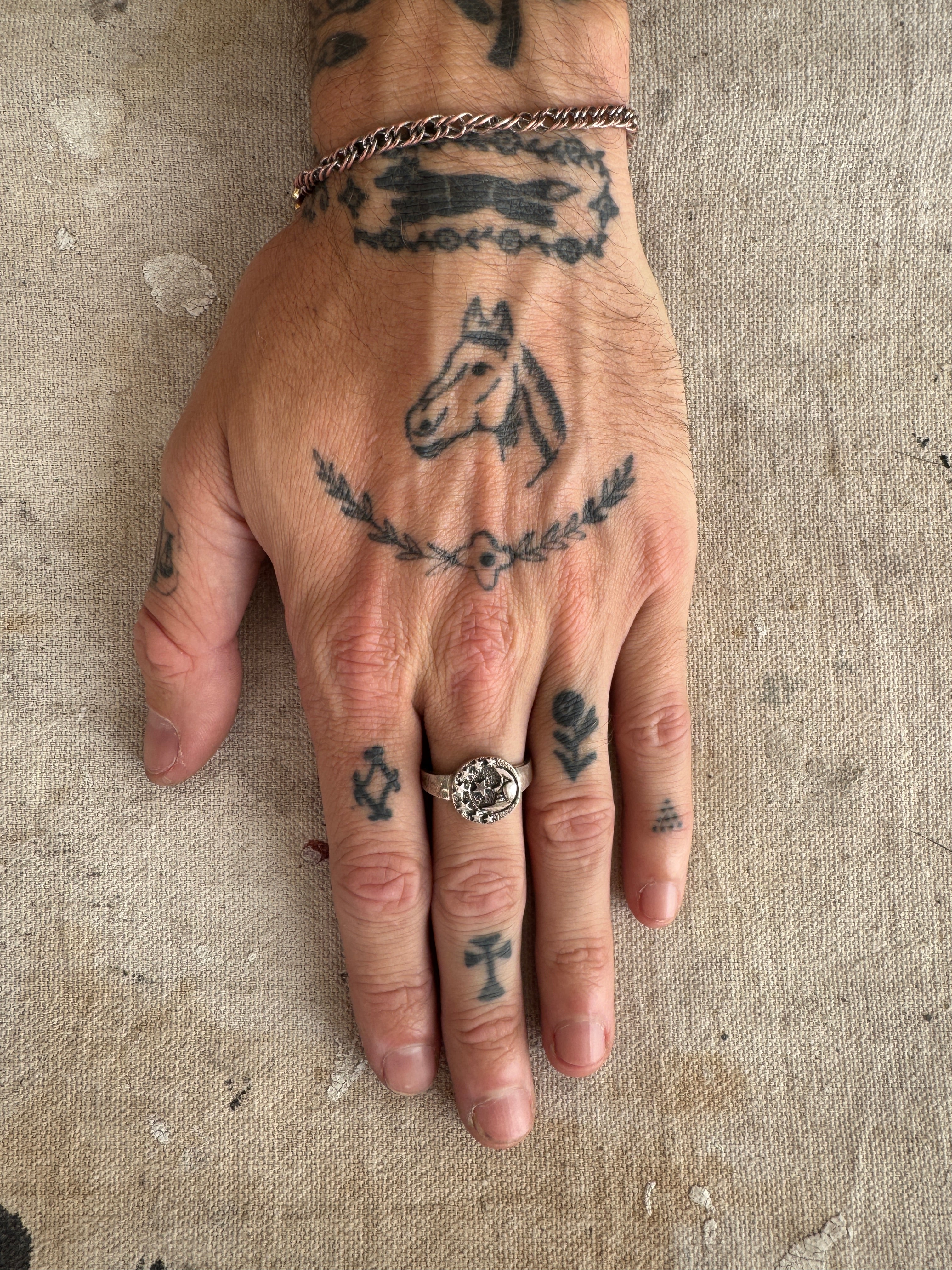 Vintage Sterling Stars and Crescent Moon Ring