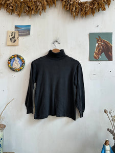 1970s Faded Black Turtleneck W/ Hand Repairs (M)