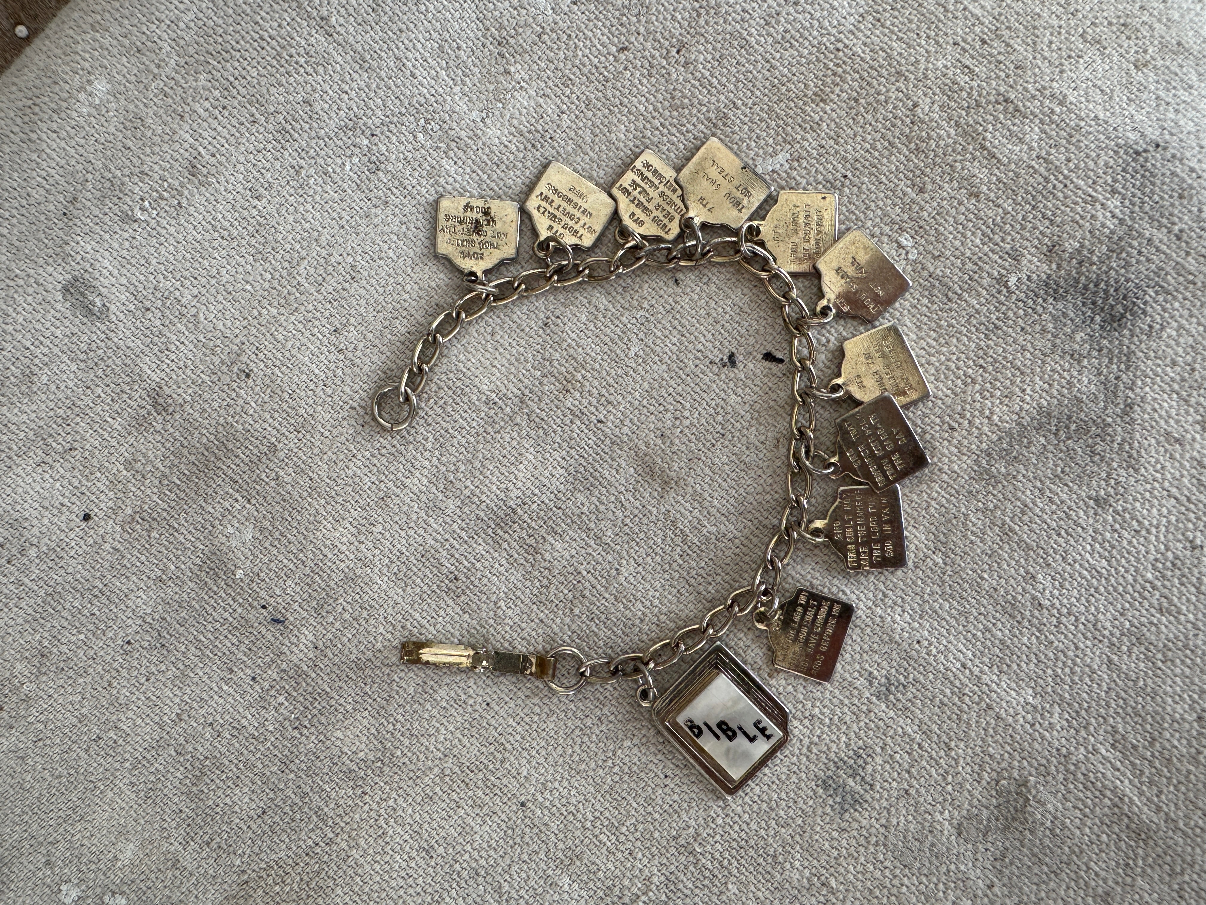 Vintage Bible and Ten Commandments Bracelet