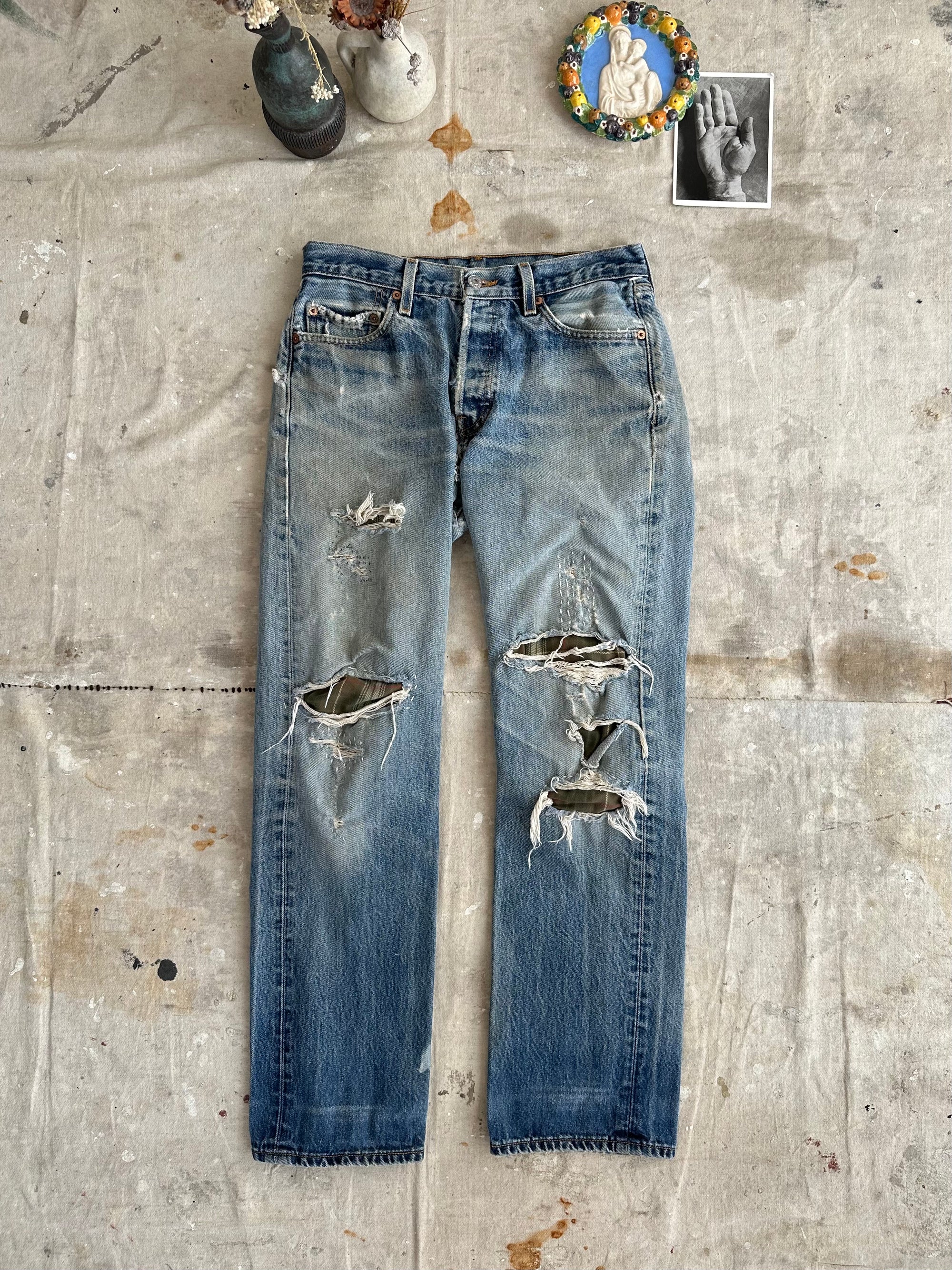 1990s Thrashed and Repaired Levis 501s