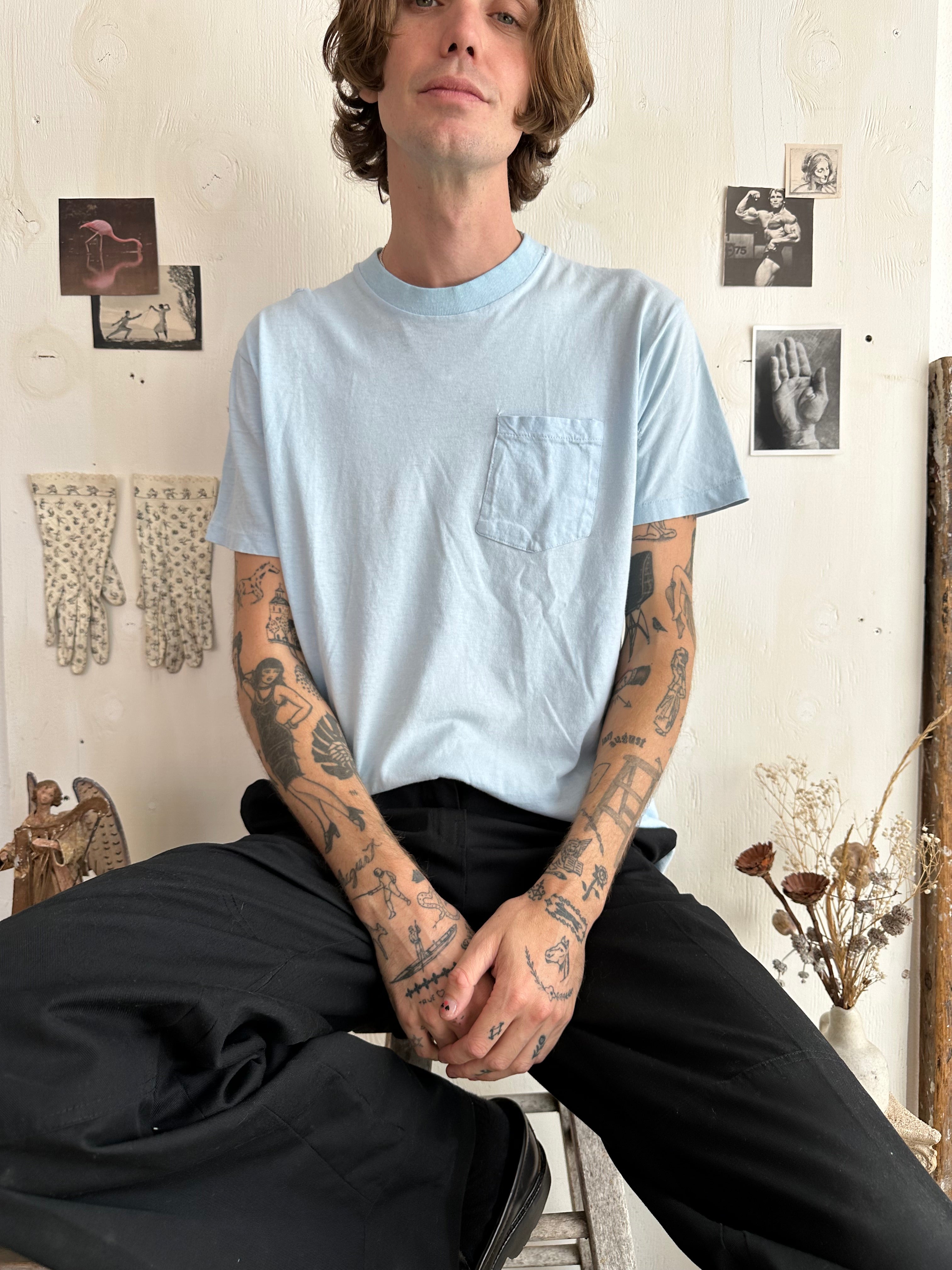 1980s Light Blue King Size Pocket Blank (M/L)