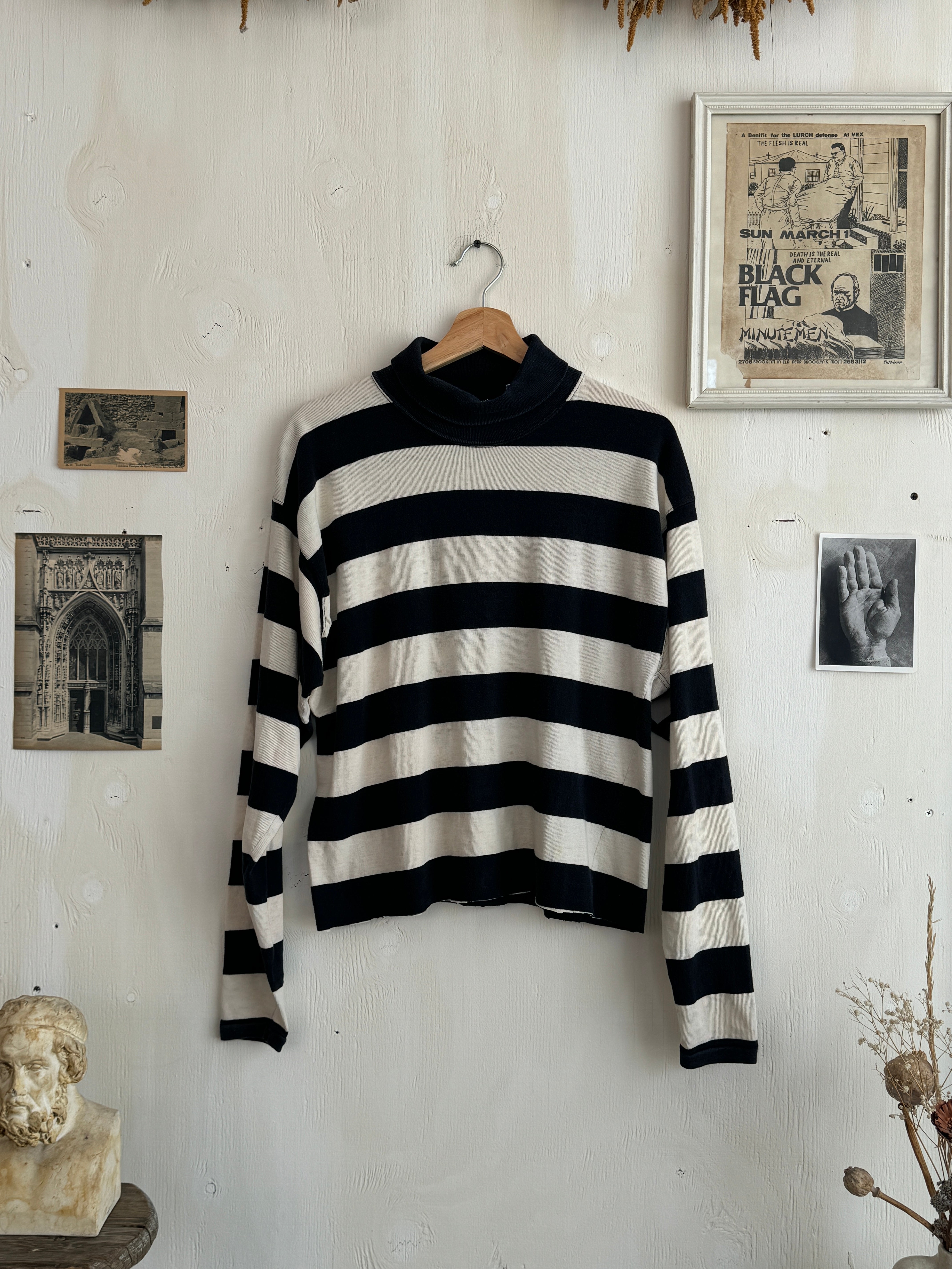 1990s Cropped Striped Turtleneck (Boxy M)