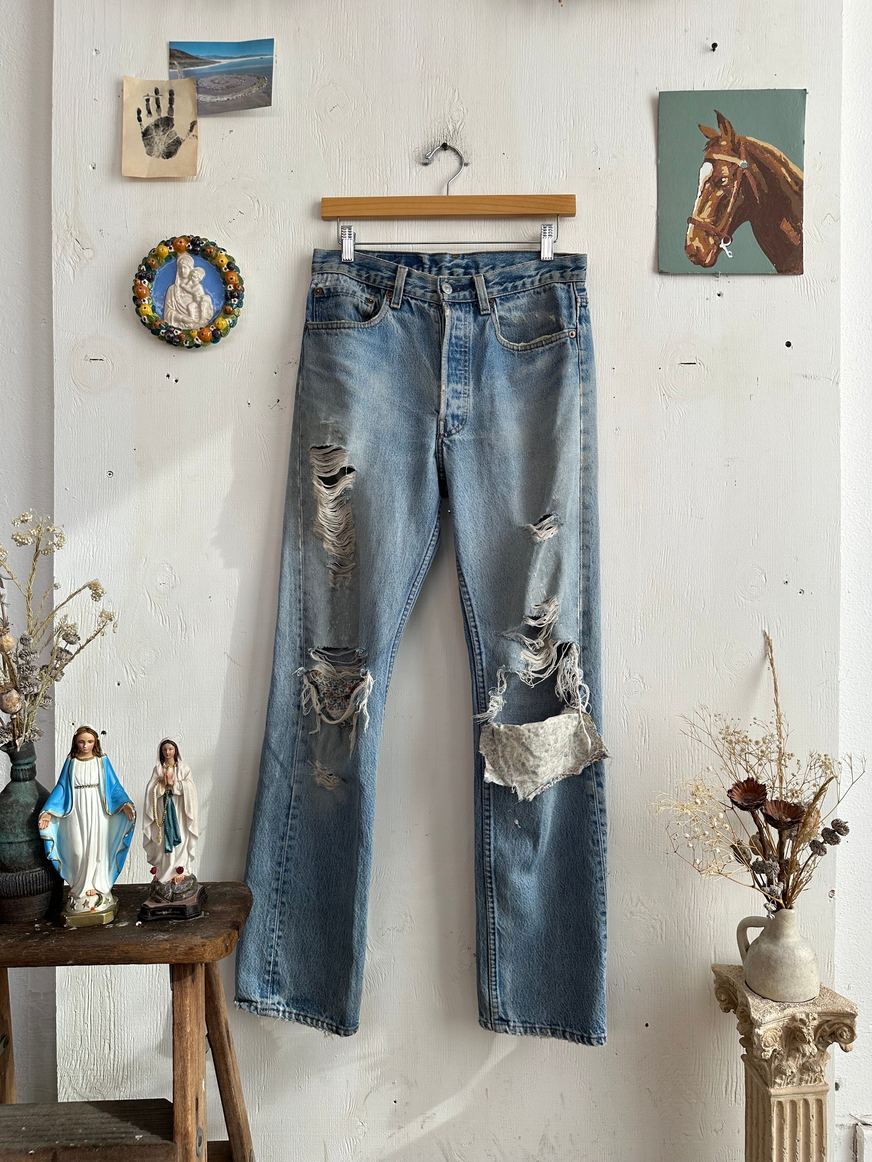 1980s Thrashed and Patched Levis 501s (30/31)