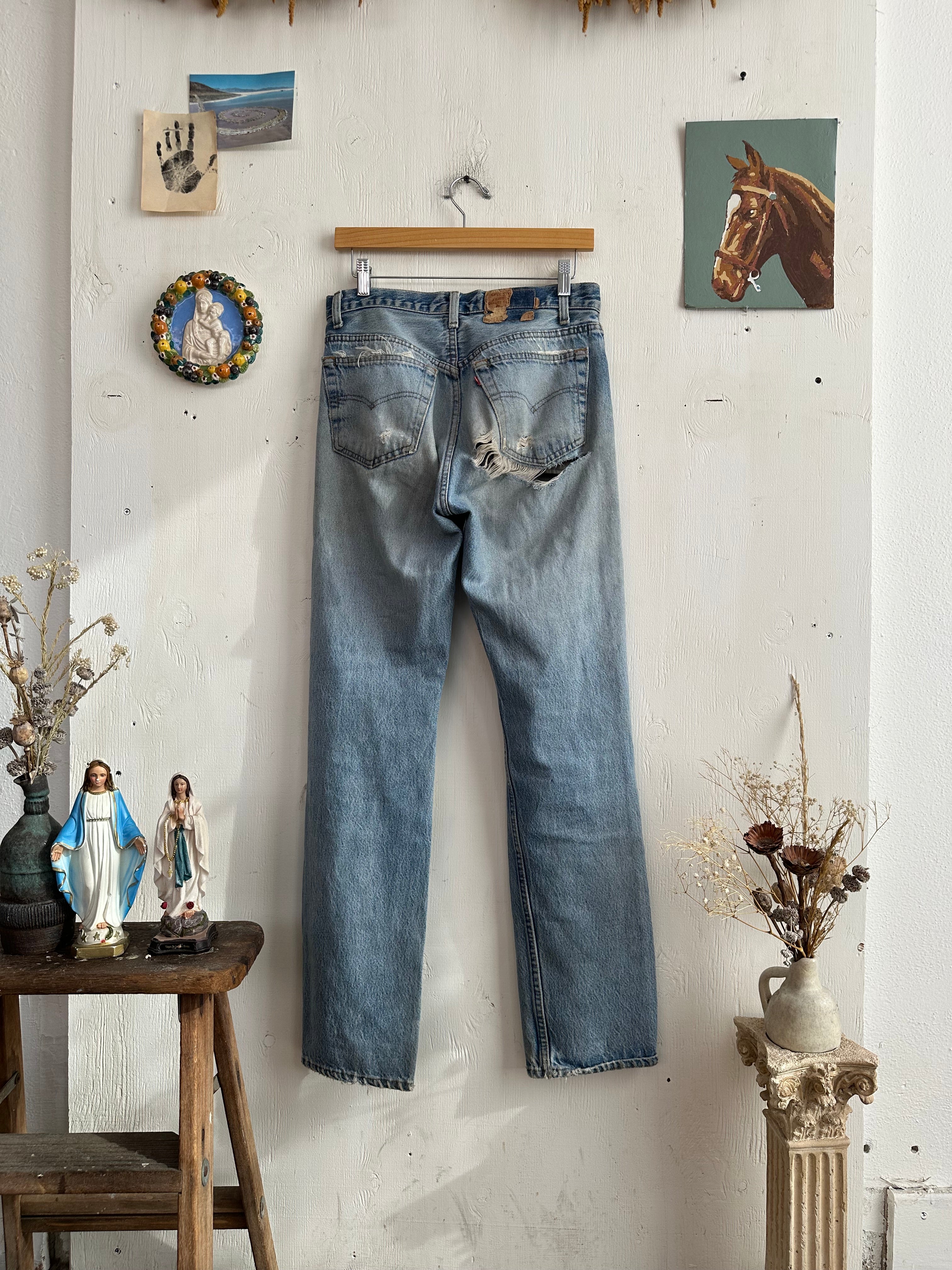 1980s Thrashed and Patched Levis 501s (30/31)