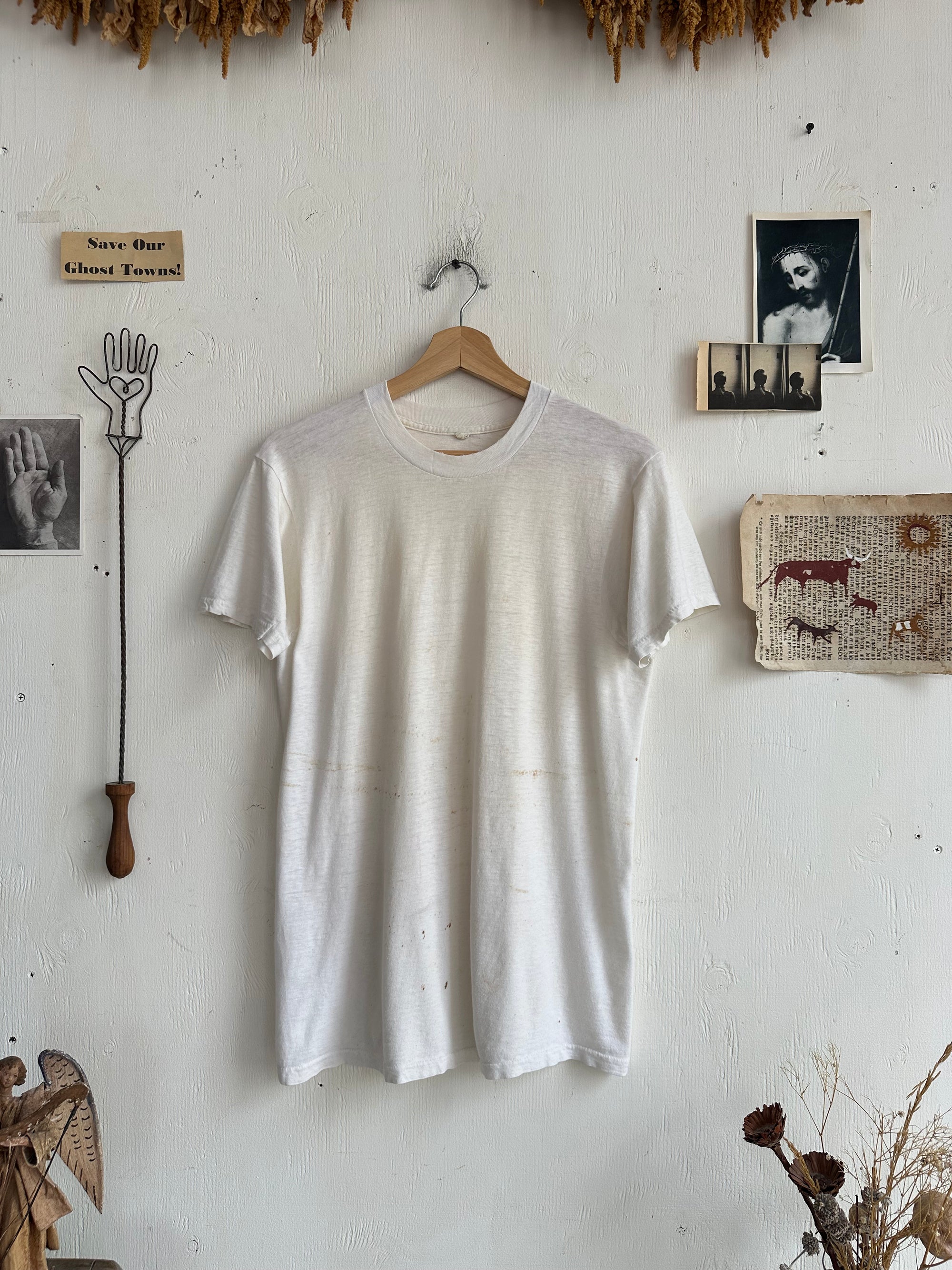 1980s Well Worn White Blank