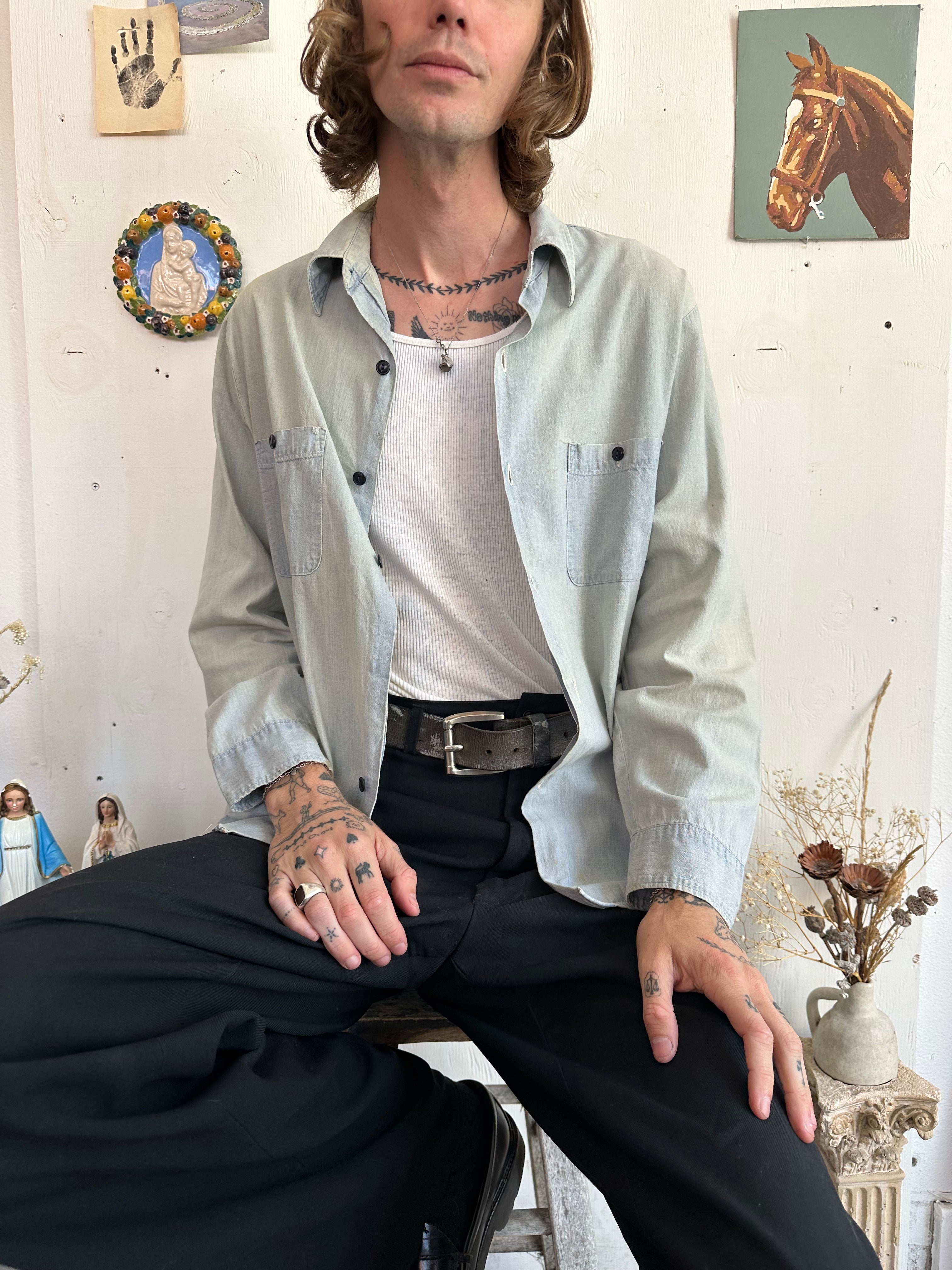 1970s Sunfaded Chambre Shirt (L)