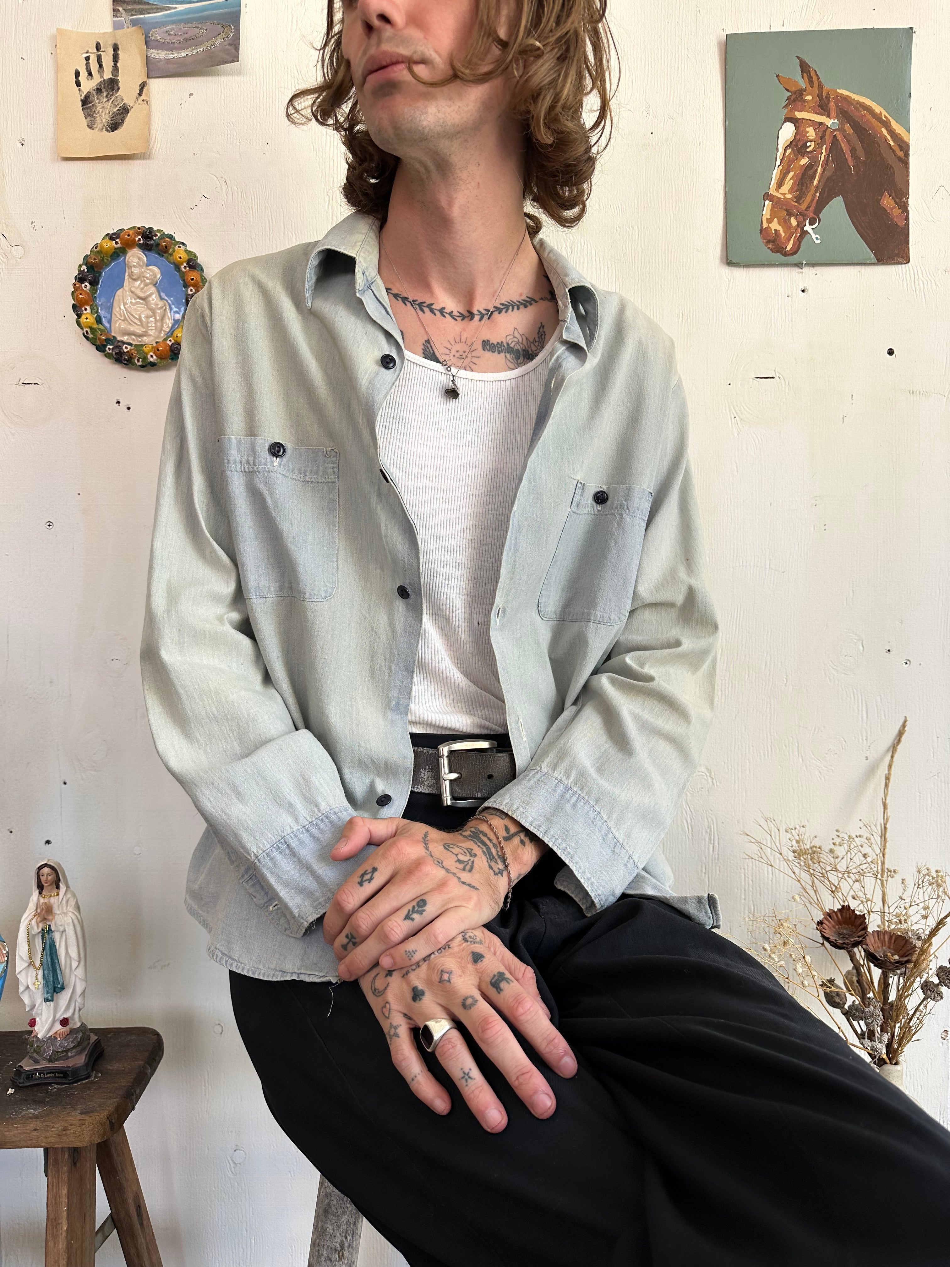 1970s Sunfaded Chambre Shirt (L)