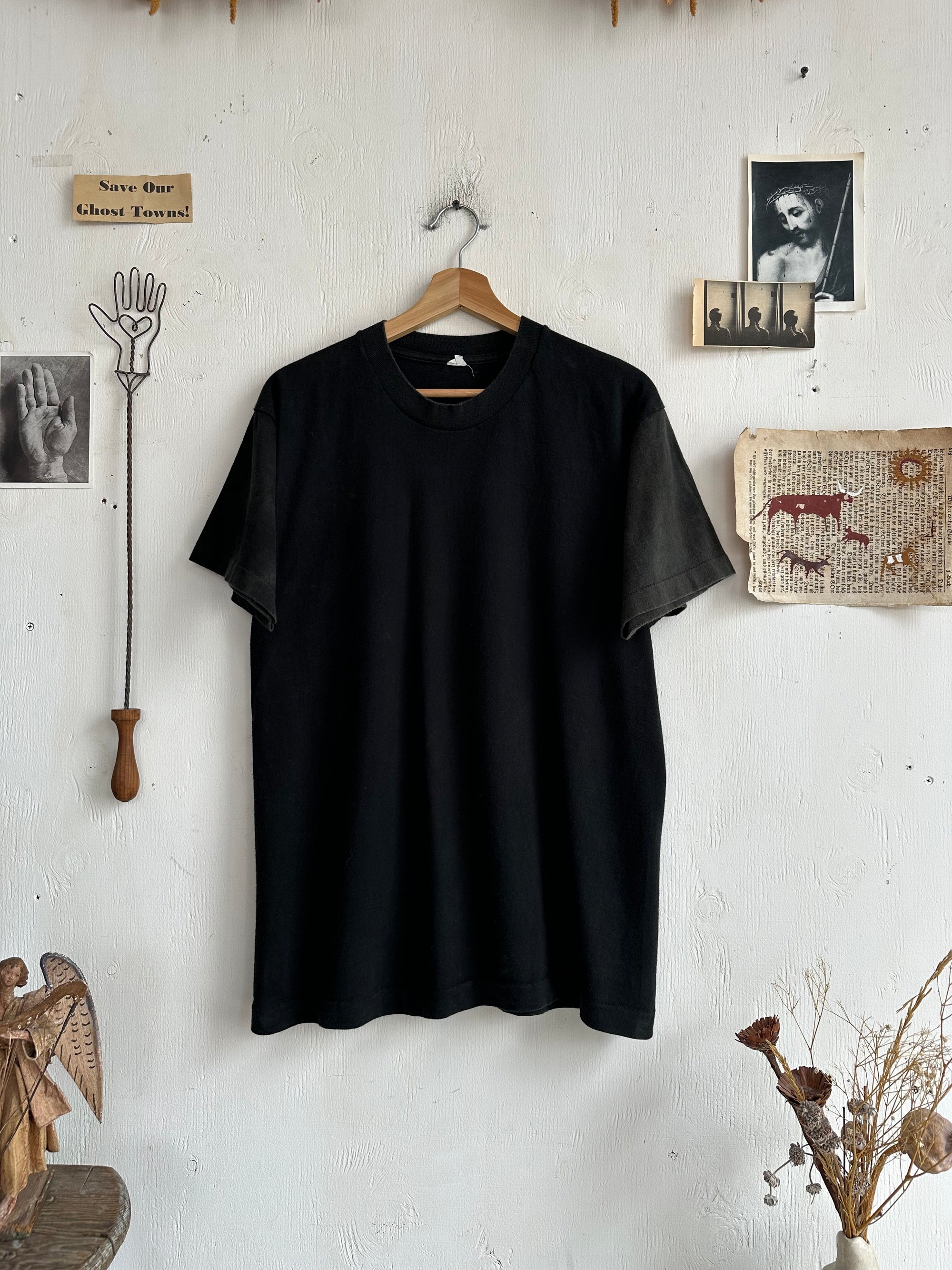1970s Faded Black Mismatched Sleeve Tee