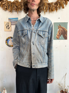 1970s Sunfaded Trucker Jacket W/ Red Lining (Boxy M)