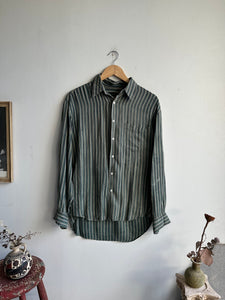 1980s Yamamoto Made In Japan Green Striped Shirt (L)