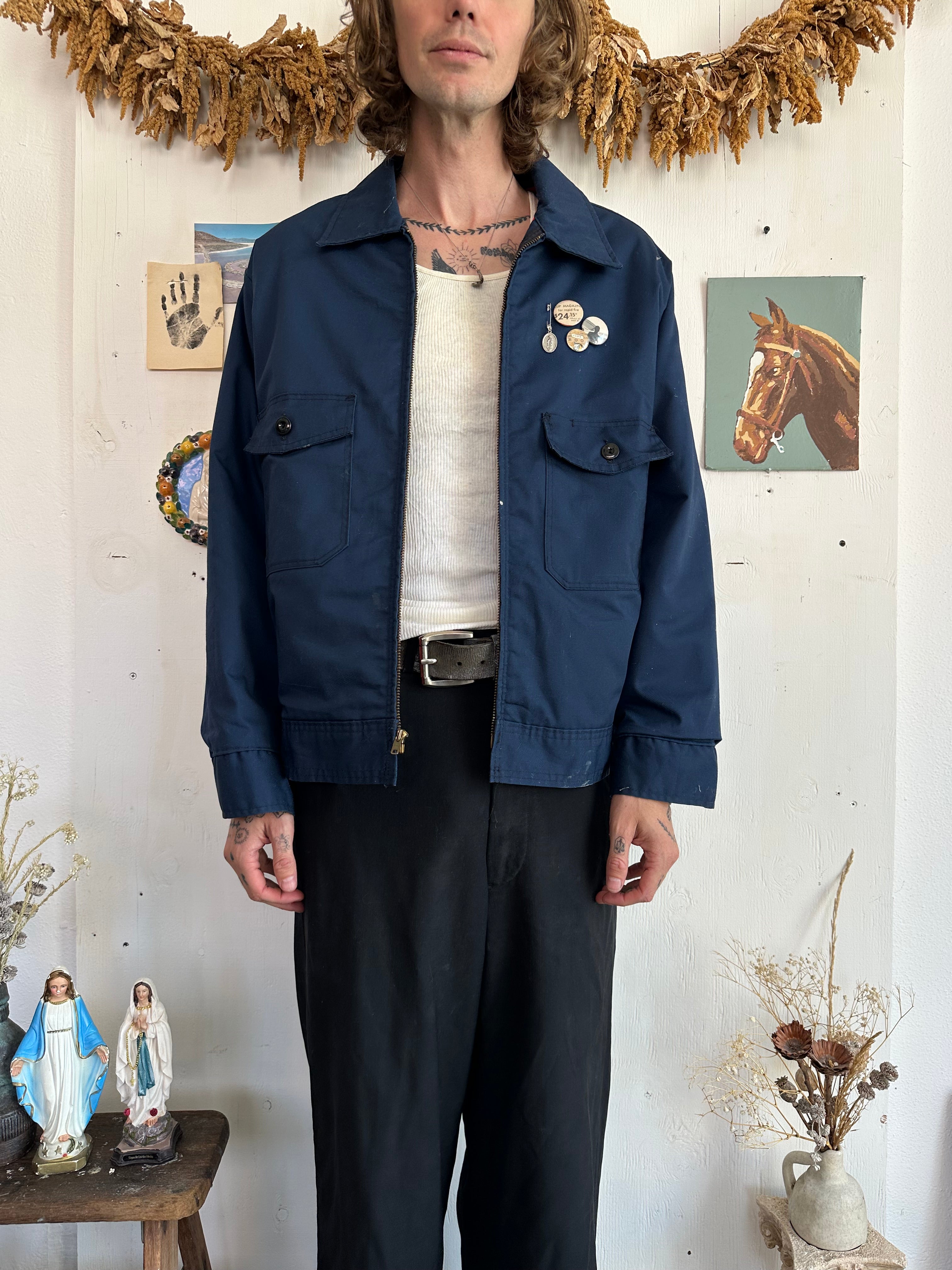 1980s Work Jacket W/ Pins and Talon Zipper (Boxy M/L)