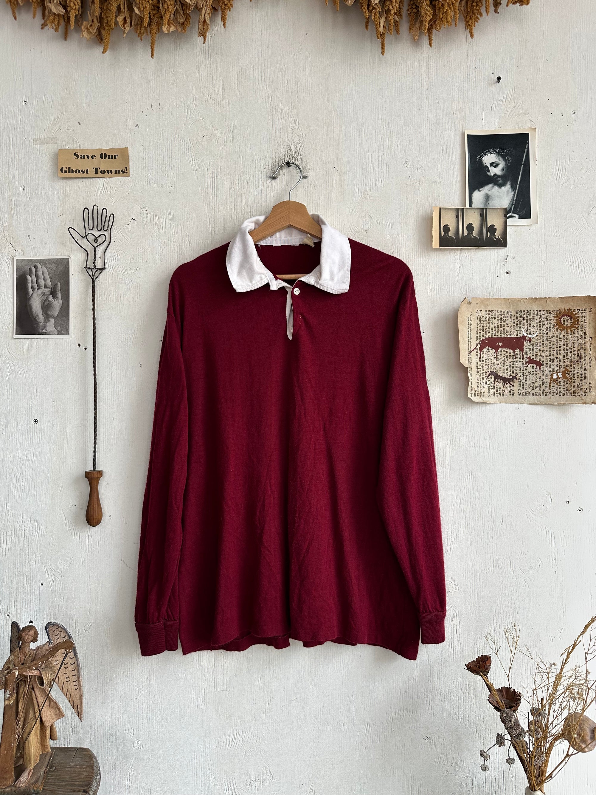 1980s Red Long Sleeve Polo