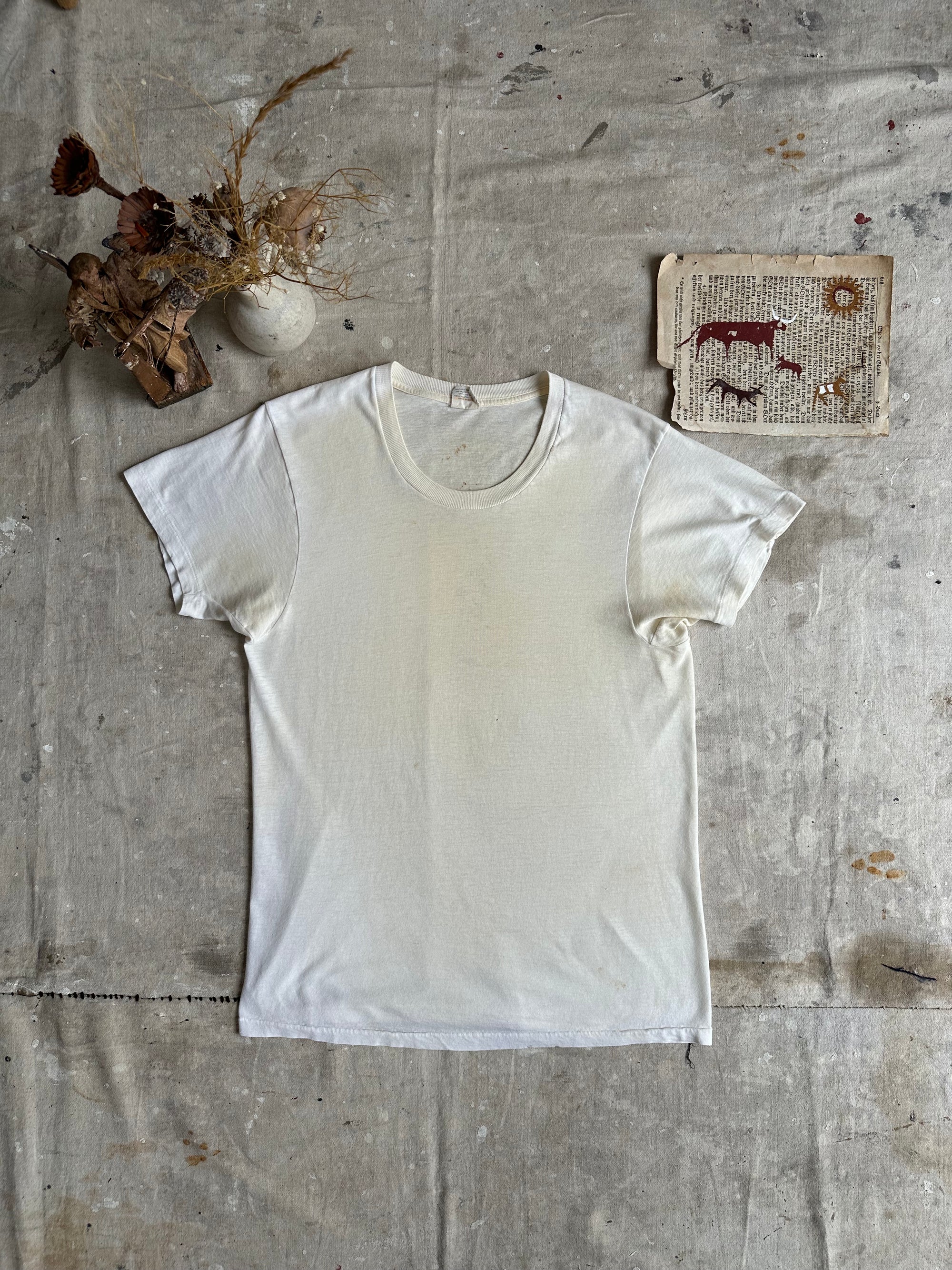 1970s Well Worn White Blank